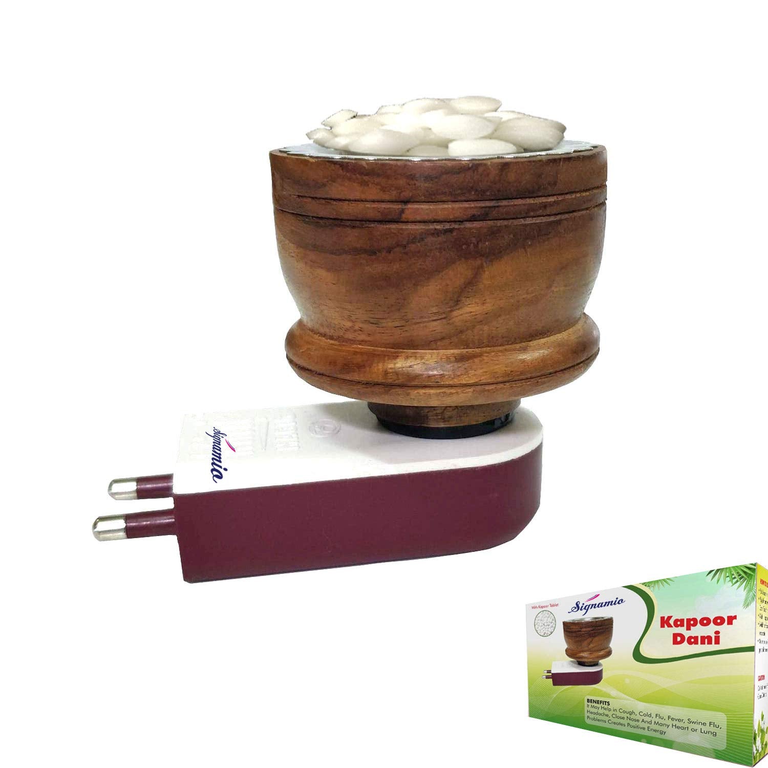 Wooden Kapoor Kapur Dani Camphor Karpuram Aroma Oil Diffuser Incense Burner Electrical Stand Machine Holder for Home,Office - Bhavnagar Deodap