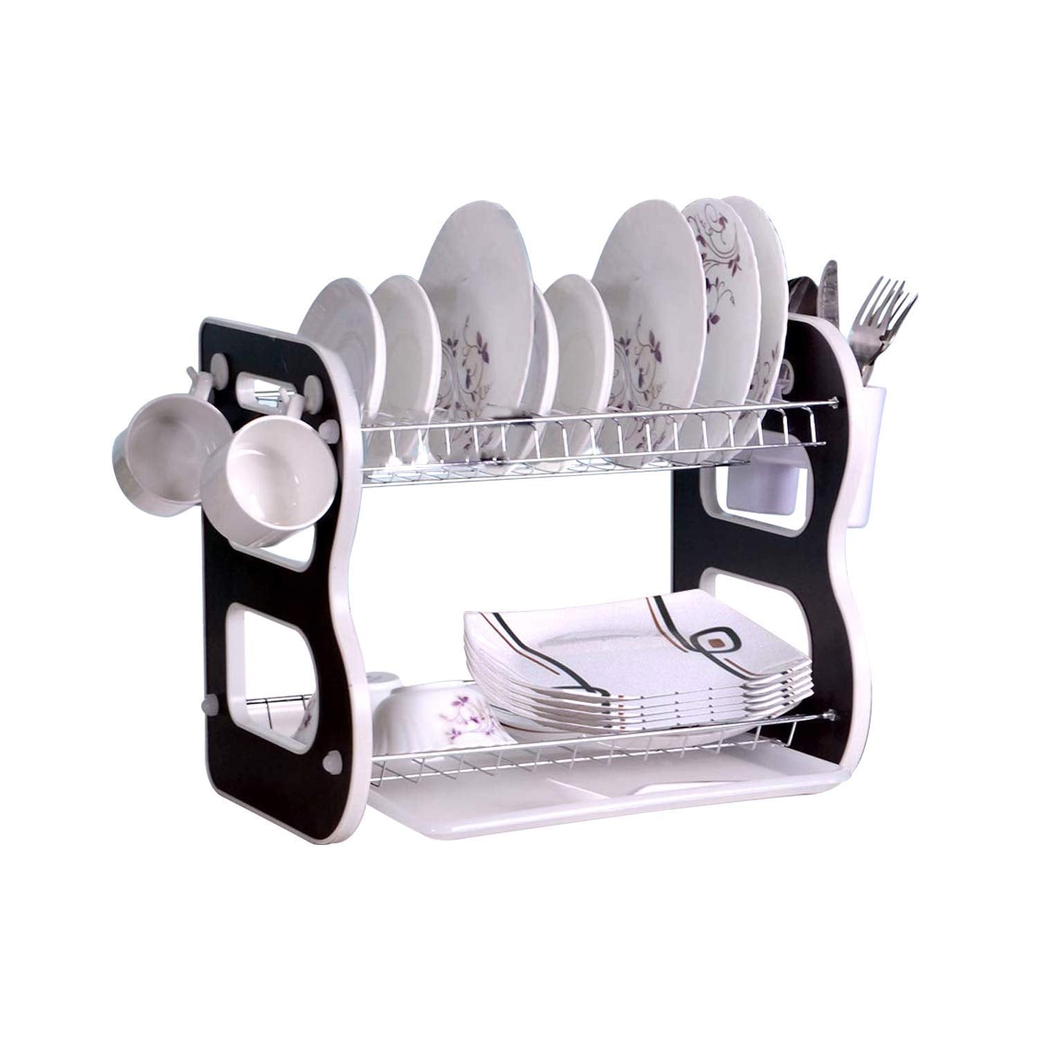 DISH DRAINER TWO LAYER DISH DRYING RACK WITH DRAIN BOARD - Bhavnagar Deodap