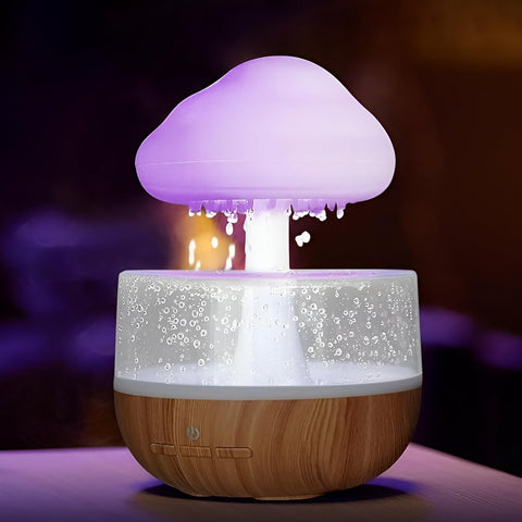Rain Cloud Humidifier with LED Night Light – Mushroom Waterfall Diffuser, 7-Color Changing Cloud Lamp, Aromatherapy Essential Oil Diffuser for Bedroom, Nursery & Office
