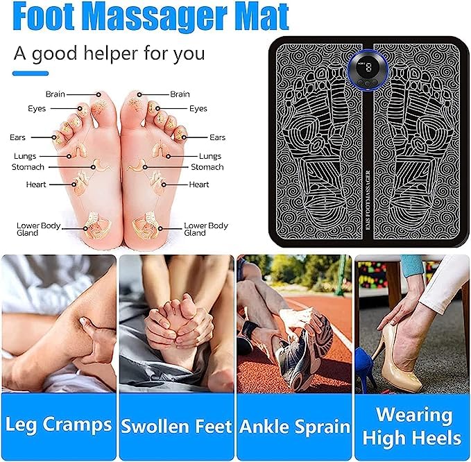 EMS Foot Massager, Electric Feet Massager, Deep Kneading Circulation Foot Booster for Feet and Legs Muscle Stimulator, Folding Portable Electric Massage Machine (Mix Design) - Bhavnagar Deodap