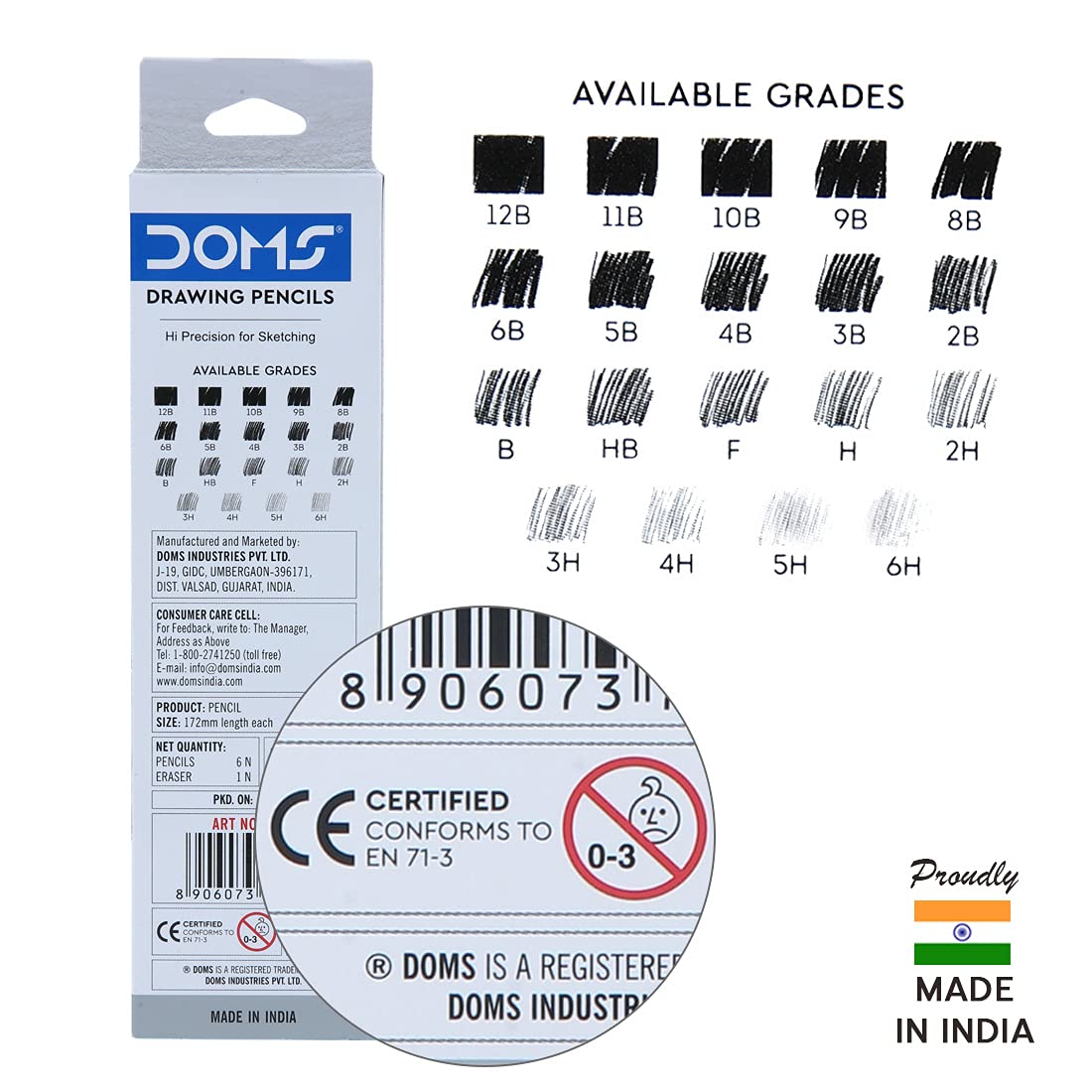 Comes With 1 Eraser (Pack of 6 )