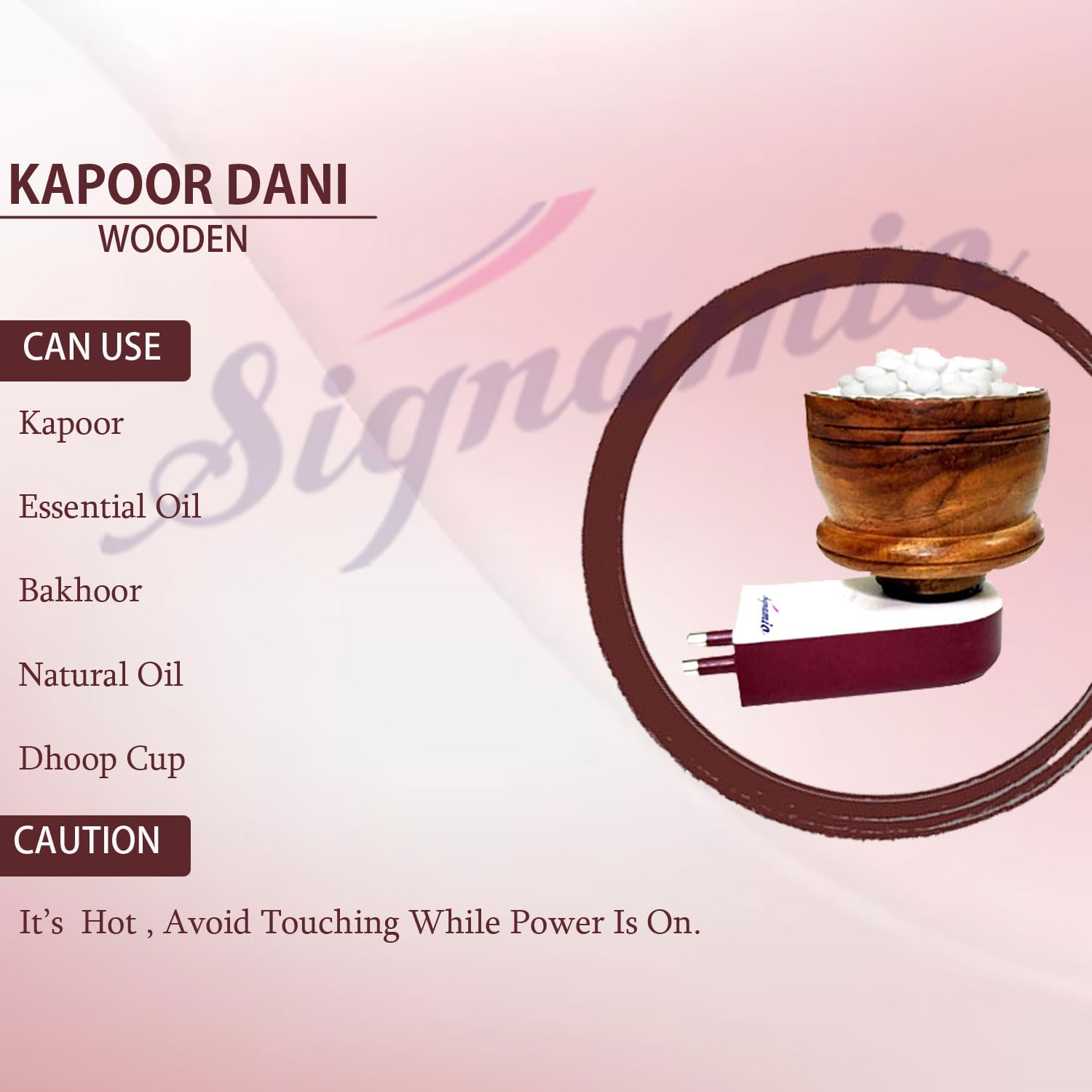Wooden Kapoor Kapur Dani Camphor Karpuram Aroma Oil Diffuser Incense Burner Electrical Stand Machine Holder for Home,Office - Bhavnagar Deodap