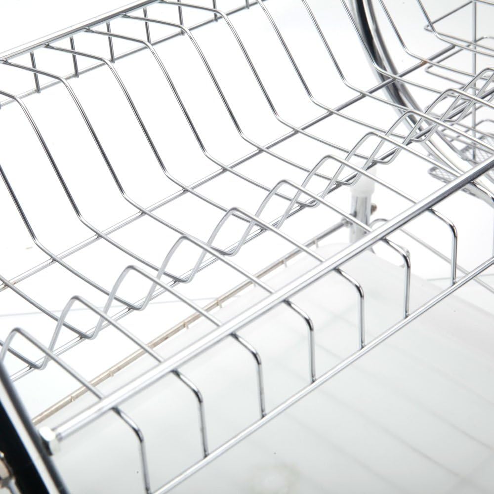 STAINLESS STEEL RECTANGLE DISH DRAINER RACK / BASKET WITH DRIP TRAY - Bhavnagar Deodap