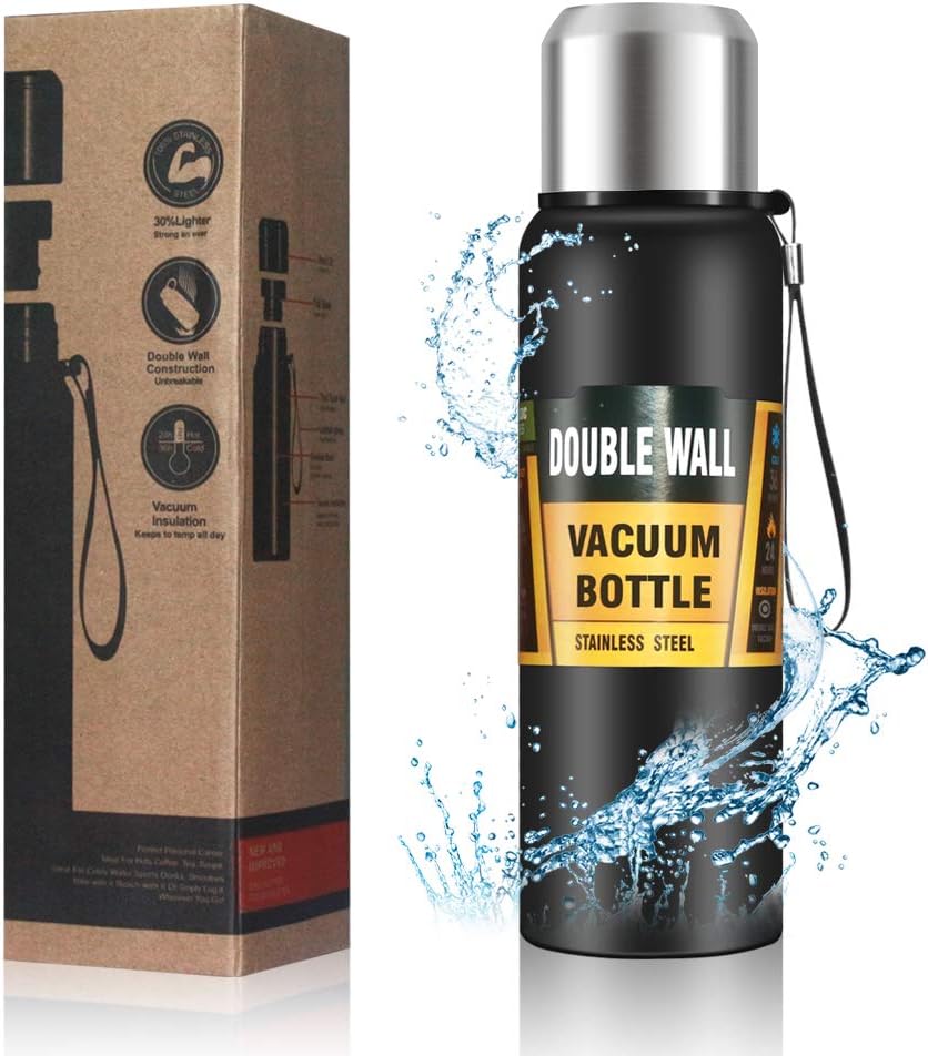 304 Stainless Steel Vacuum Flask Water Bottle, Double Wall, Fridge Water Bottle, Leak Proof, Rust Proof, Hot & Cold Drinks, Gym BPA Free Camping for Sports, Outdoors Travel Home, For office / Gym /School (1500 ML) - Bhavnagar Deodap