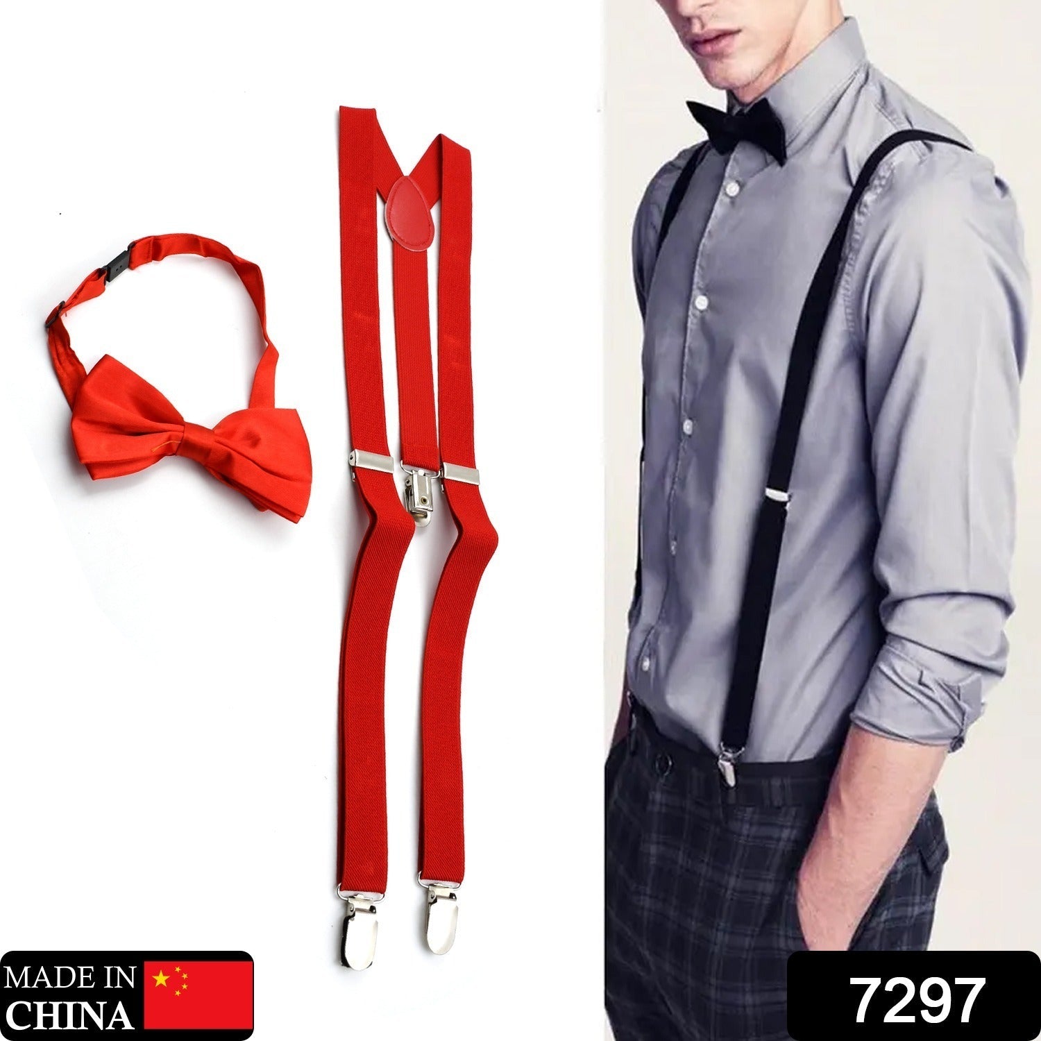 Fashion Accessories Suspenders for Men: Button Pant Braces Clothes Accessory with Elastic, Y Back Design - Regular and Tall Sizes Mix color (1pc) - Bhavnagar Deodap