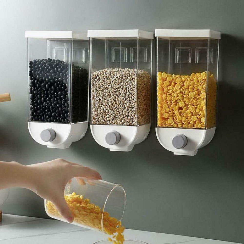 Wall Mounted Cereal Dispenser Tank Grain Dry Food Container (1500ML) (Multicolour) - Bhavnagar Deodap