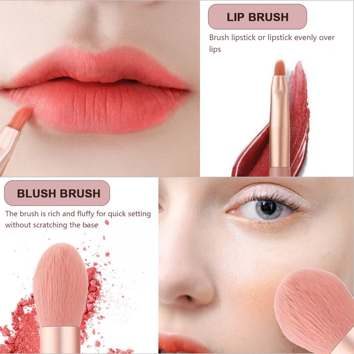 8 PCS Mini Makeup Brush Set with Case, Portable Foundation Brush Kit Travel, Premium Synthetic Bristles Cosmetic Brush Set for Powder Blending Blush Eyeshadow Lipstick (Mix Color 8 Pcs Set) - Bhavnagar Deodap