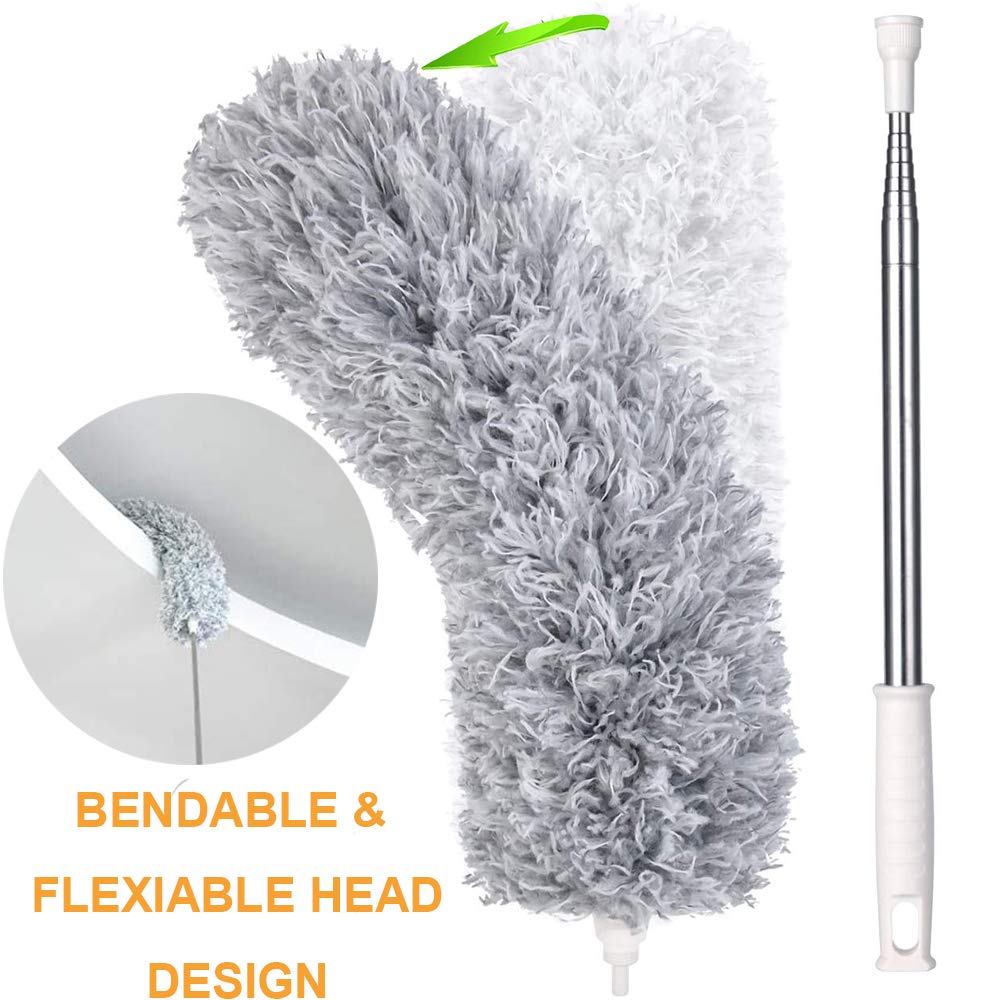 Microfiber Dusters for Cleaning, Telescoping Feather Duster with 100 inches Extendable Handle Pole, Dusting Cleaning Tools for Cleaning High Ceiling, Ceiling Fan, Blinds, Cobwebs, Furniture, Cars - Bhavnagar Deodap