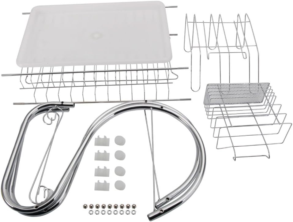 STAINLESS STEEL RECTANGLE DISH DRAINER RACK / BASKET WITH DRIP TRAY - Bhavnagar Deodap