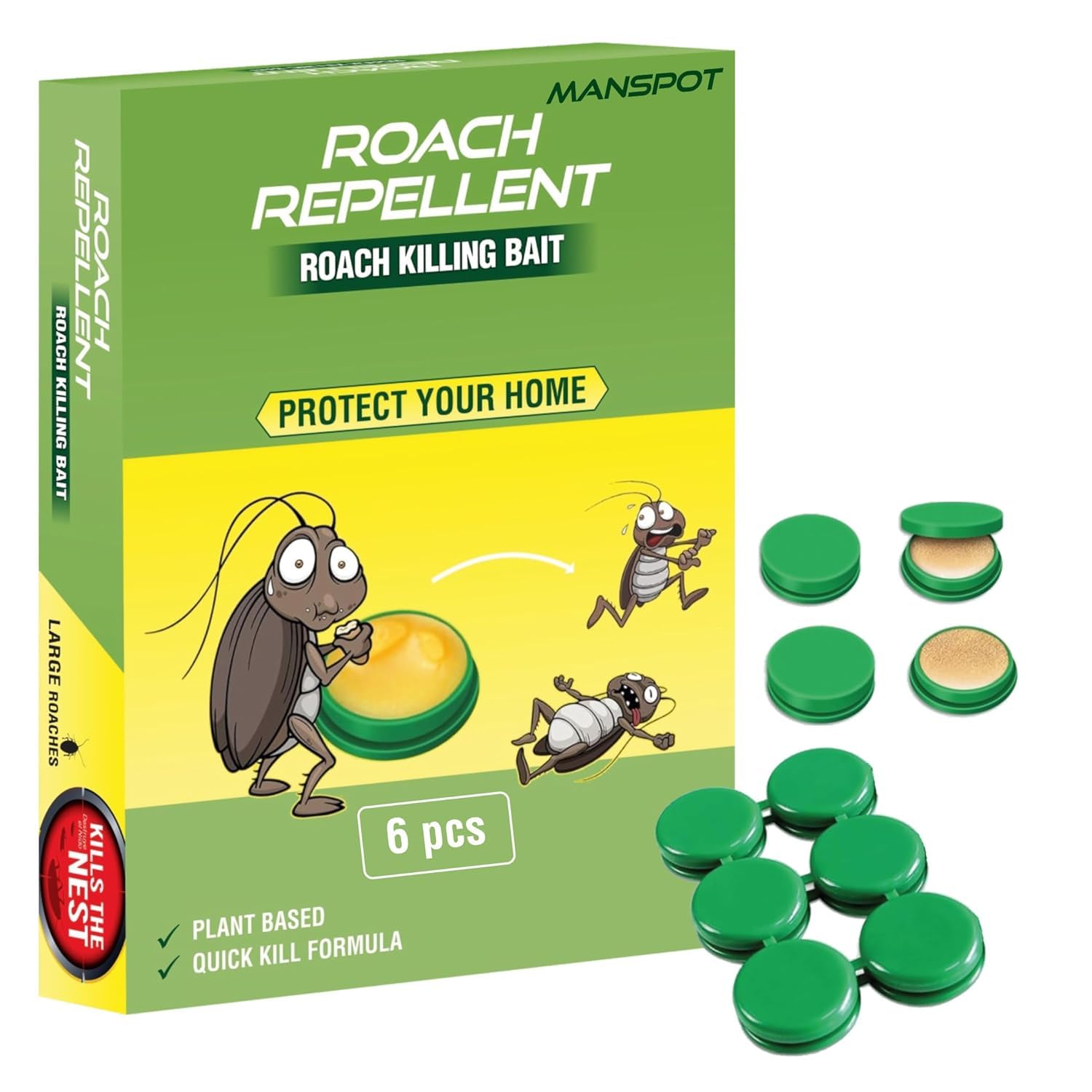Natural Cockroach Killer for Kitchens, Bathrooms, and Cabinets, cockroach killer gel, roach repellent for cockroach, for Indoor Cockroach Control, Insect Control (6)