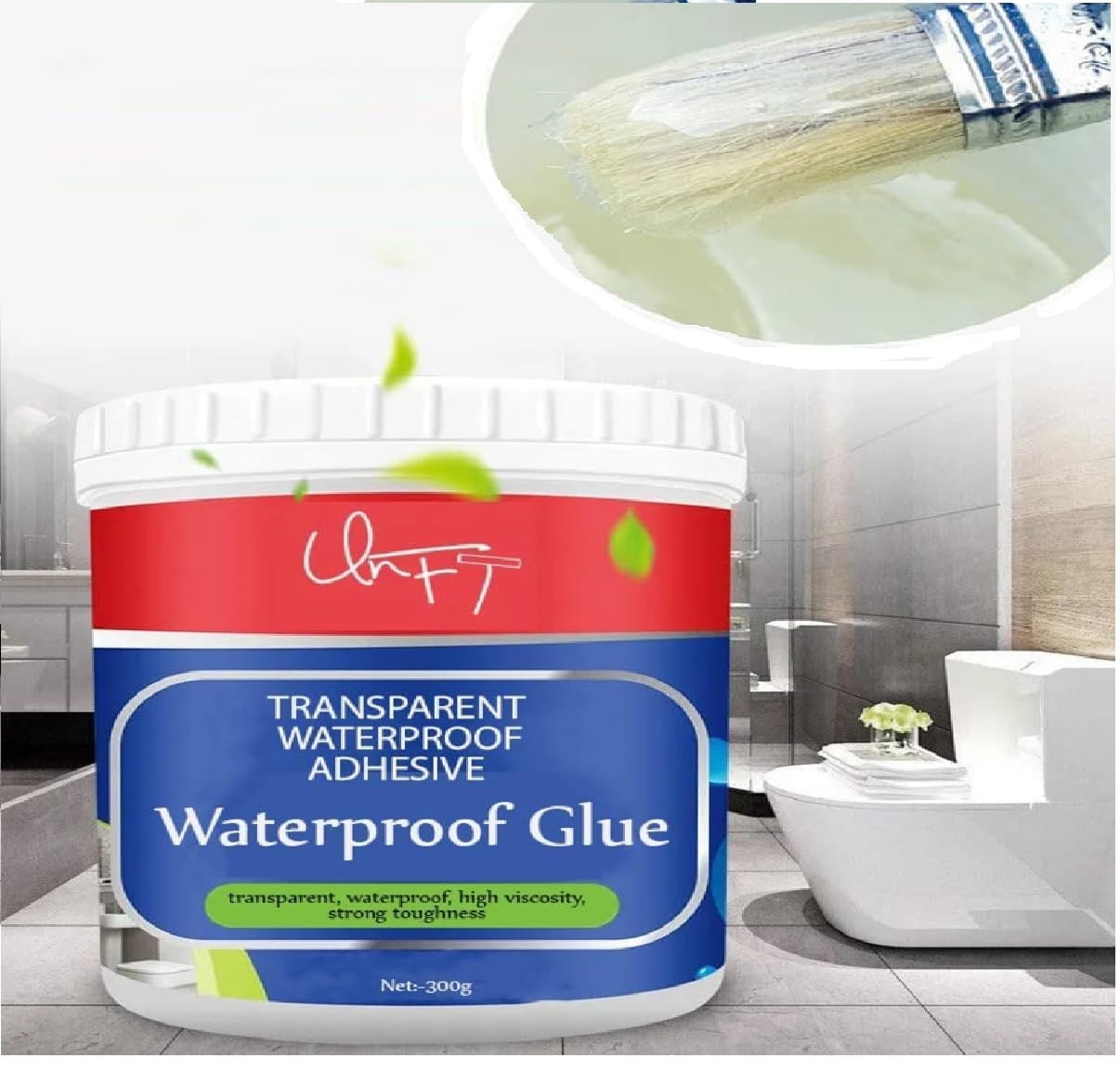 Transparent Waterproof Glue 300g with Brush, Leakage Protection Outdoor Bathroom Wall Tile Window Roof, Anti-Leakage Agent, sealant glue, Roof Sealant Waterproof Gel