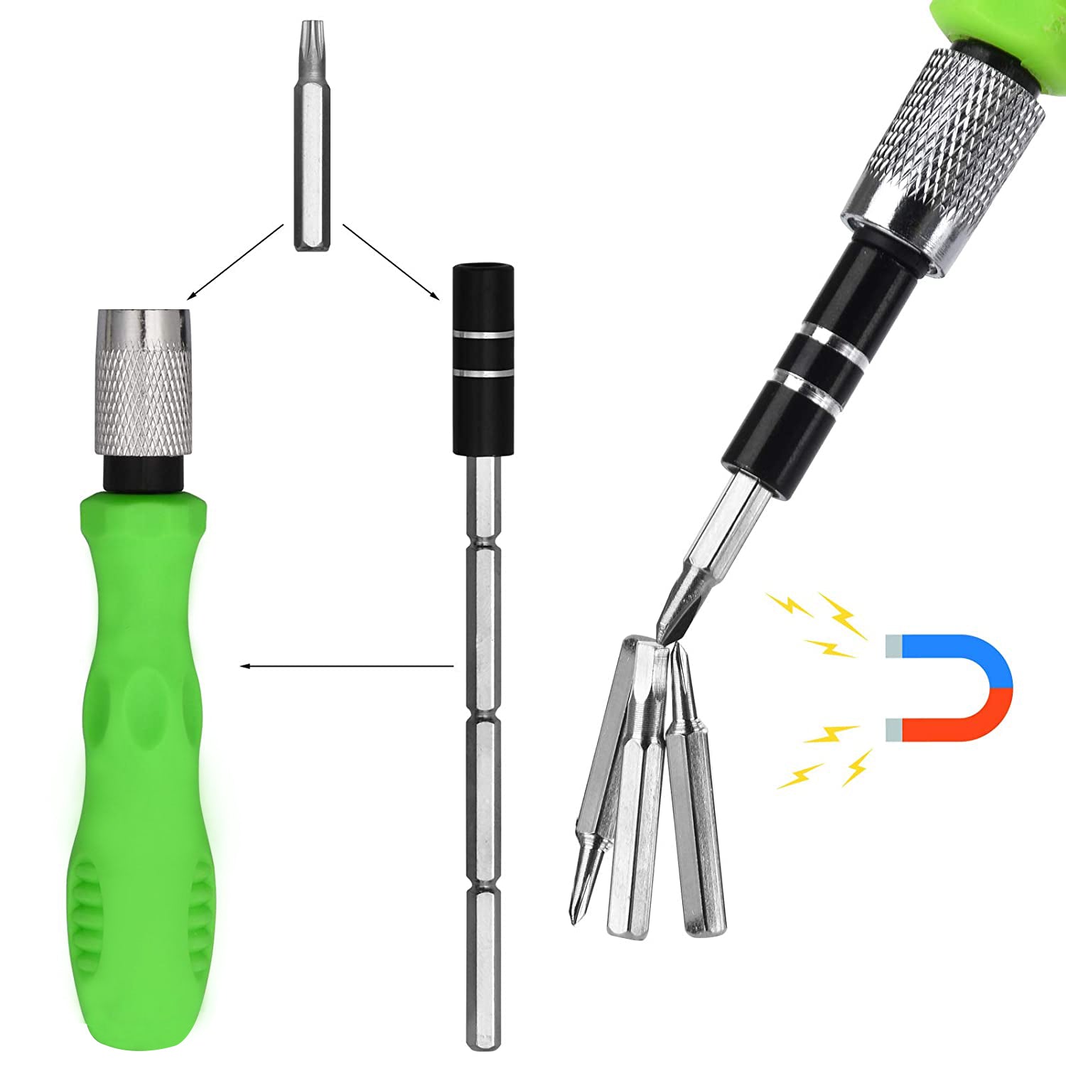 32 in 1 Mini Screwdriver Bits Set with Magnetic Flexible Extension Rod - Bhavnagar Deodap