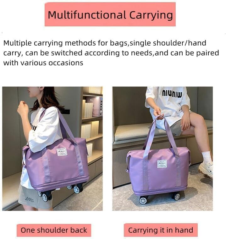 Duffel Trolley Bags for Travel,Luggage Bags for Travel,Rolling Duffle Bag with Wheels,Travel Bags for Luggage Trolley,Expandable Foldable Duffle Bag with Wheels - Bhavnagar Deodap