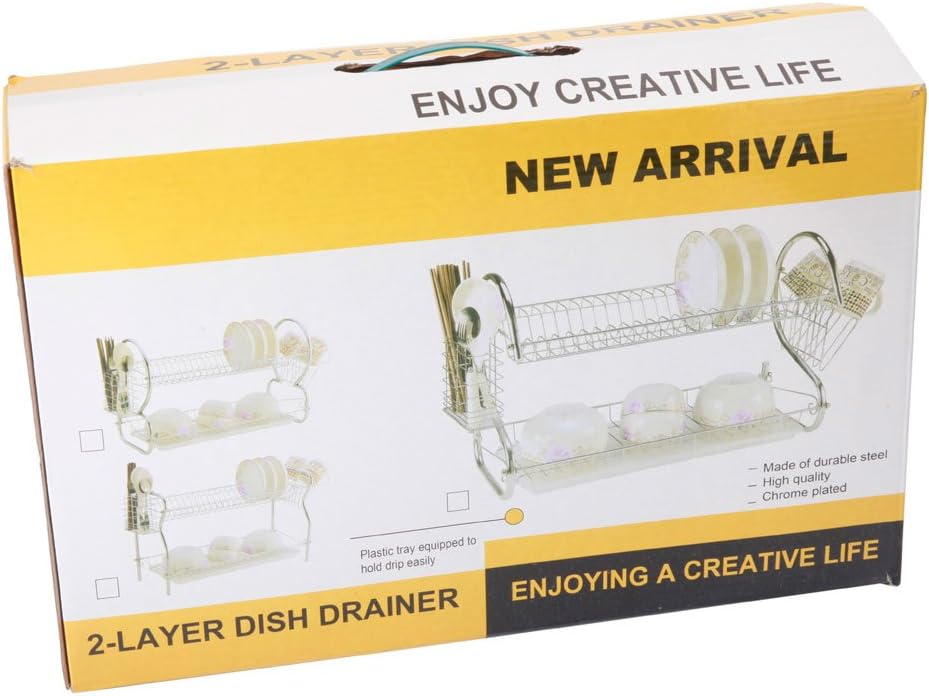 STAINLESS STEEL RECTANGLE DISH DRAINER RACK / BASKET WITH DRIP TRAY - Bhavnagar Deodap