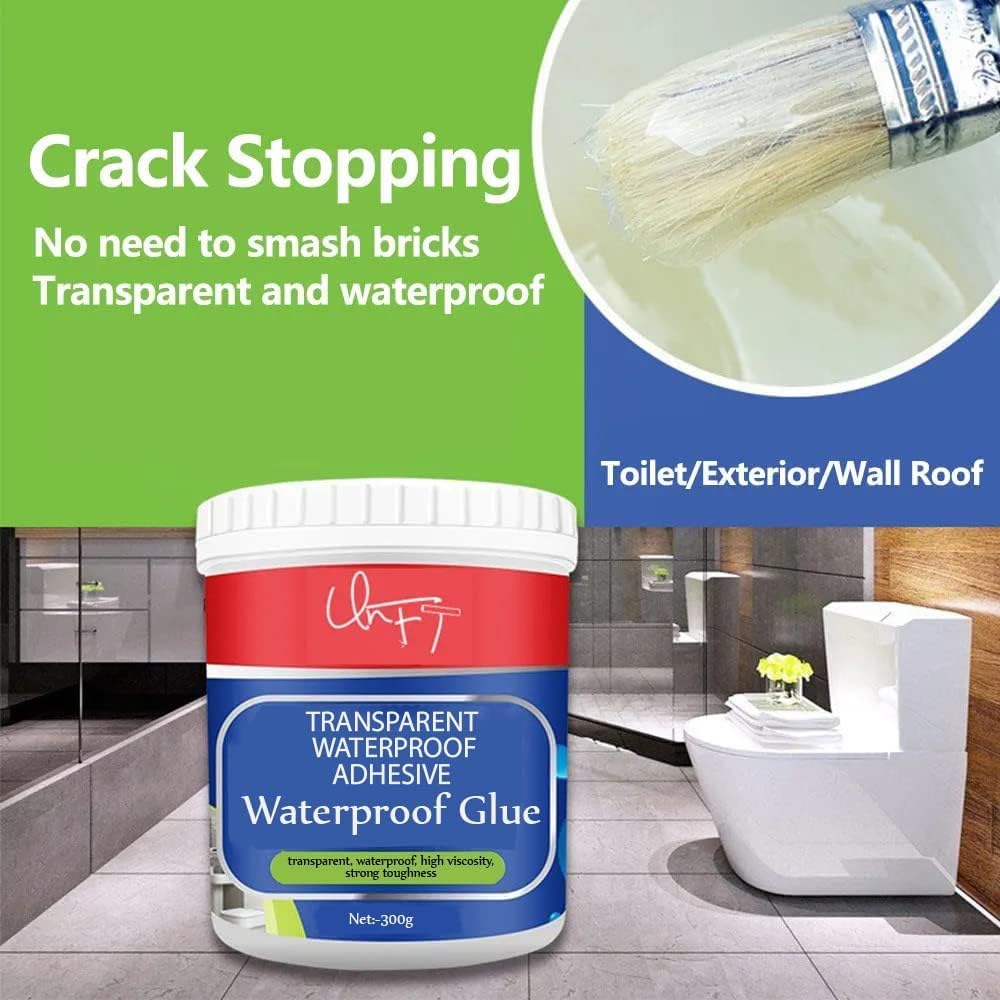 Transparent Waterproof Glue 300g with Brush, Leakage Protection Outdoor Bathroom Wall Tile Window Roof, Anti-Leakage Agent, sealant glue, Roof Sealant Waterproof Gel