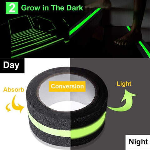 Anti Slip Grip Tape, Non-slip Traction Tapes with Glow in the Dark Reduce the Risk of Slipping for Indoor or Outdoor Stair Tread Step and Other Slippery Surfaces - Keeps You Safe, 2 Inch x 10Feet