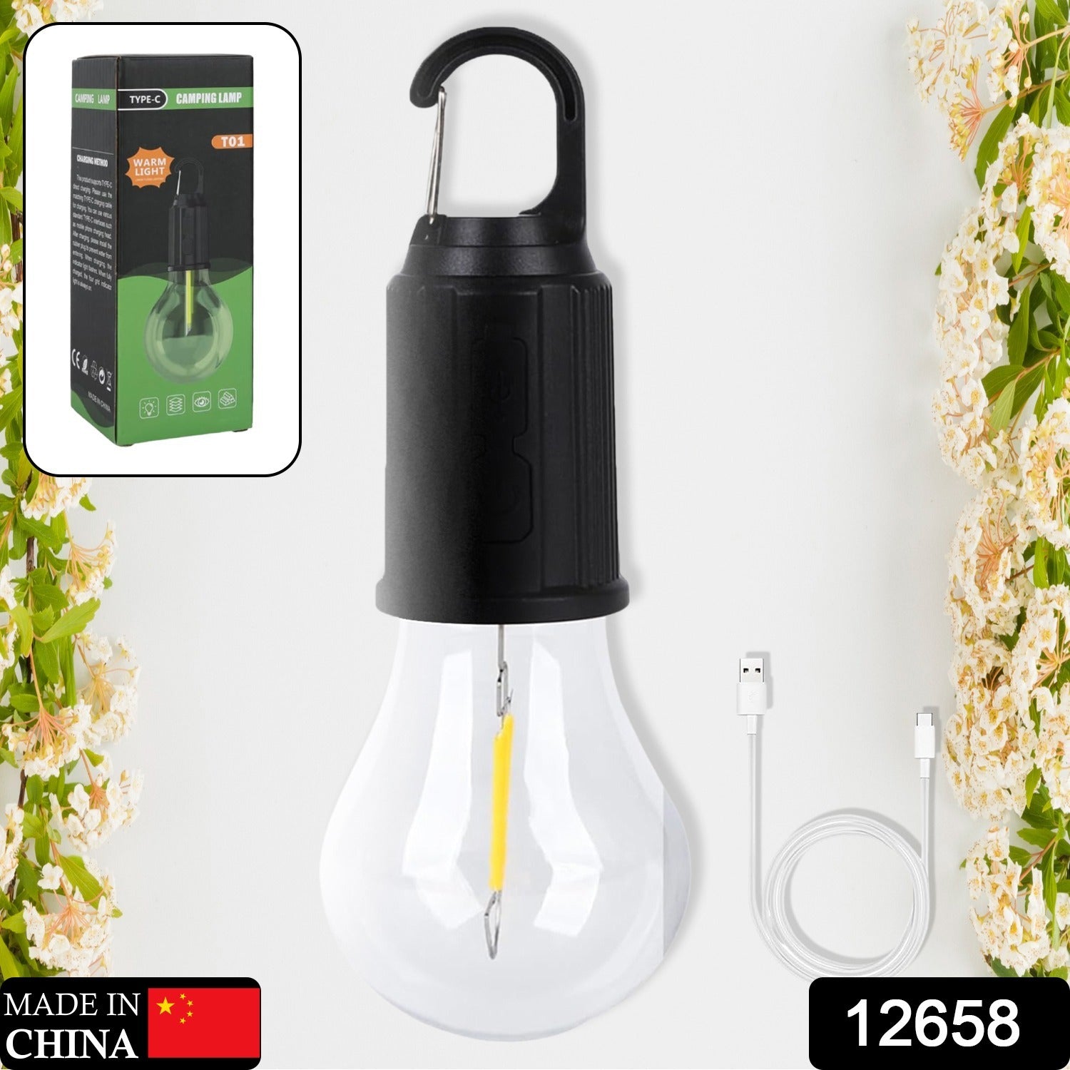 Rechargeable Camping Lights for Tents LED Camping Tent Lantern 3 Lighting Modes Tent Lamp Portable Emergency Camping Lights with Clip Hook for Camping Hiking Fishing, Backpacking (1 Pc) - Bhavnagar Deodap