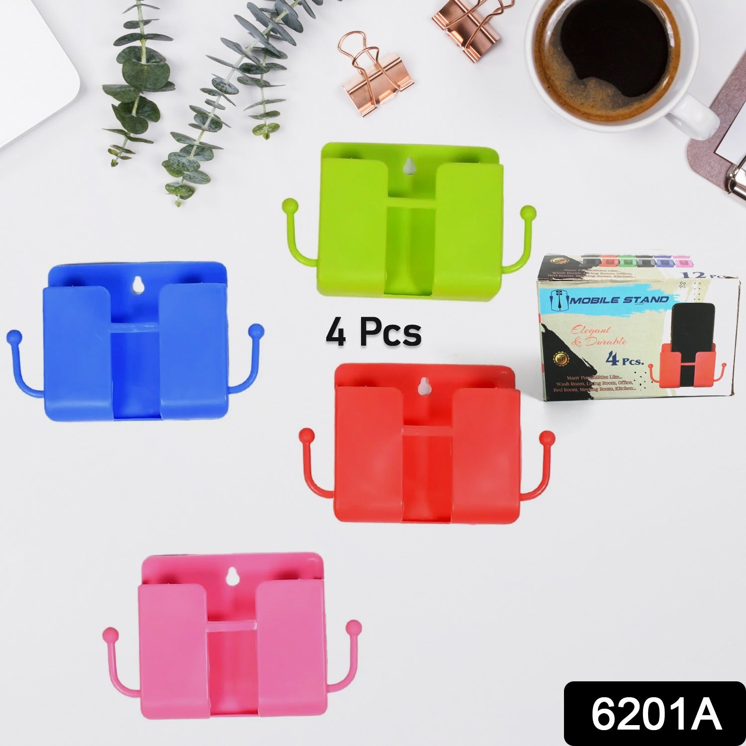 Wall Mounted Storage Box / Remote Storage Organizer Case with 2 Side Hanging Hooks (4 Pcs Set) - Bhavnagar Deodap