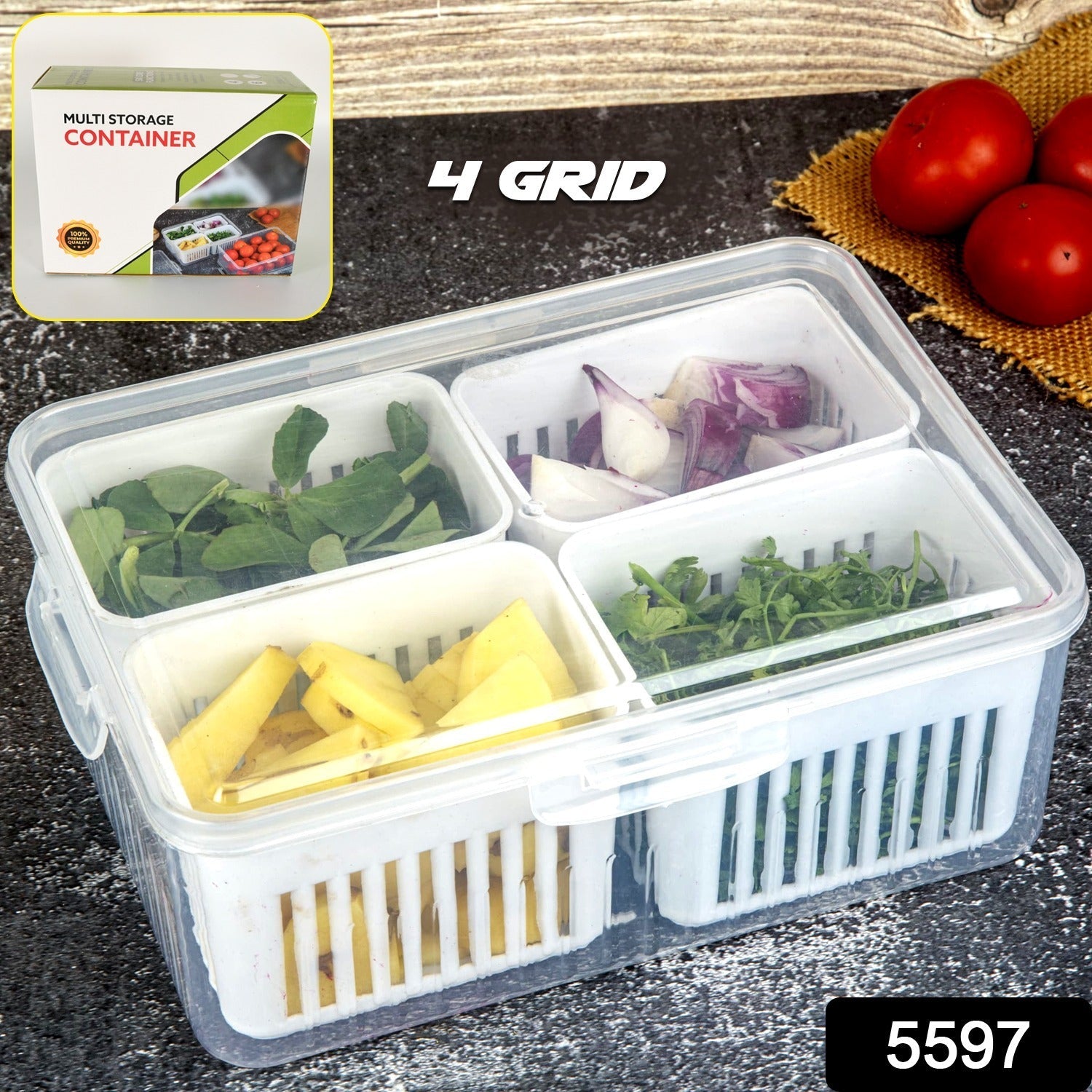 Fridge Storage Boxes Freezer Storage Containers, Container for Kitchen Storage Set, Storage in Kitchen, Vegetable Storage, Draining Crisper Refrigerator Food Box (1 Pc) - Bhavnagar Deodap