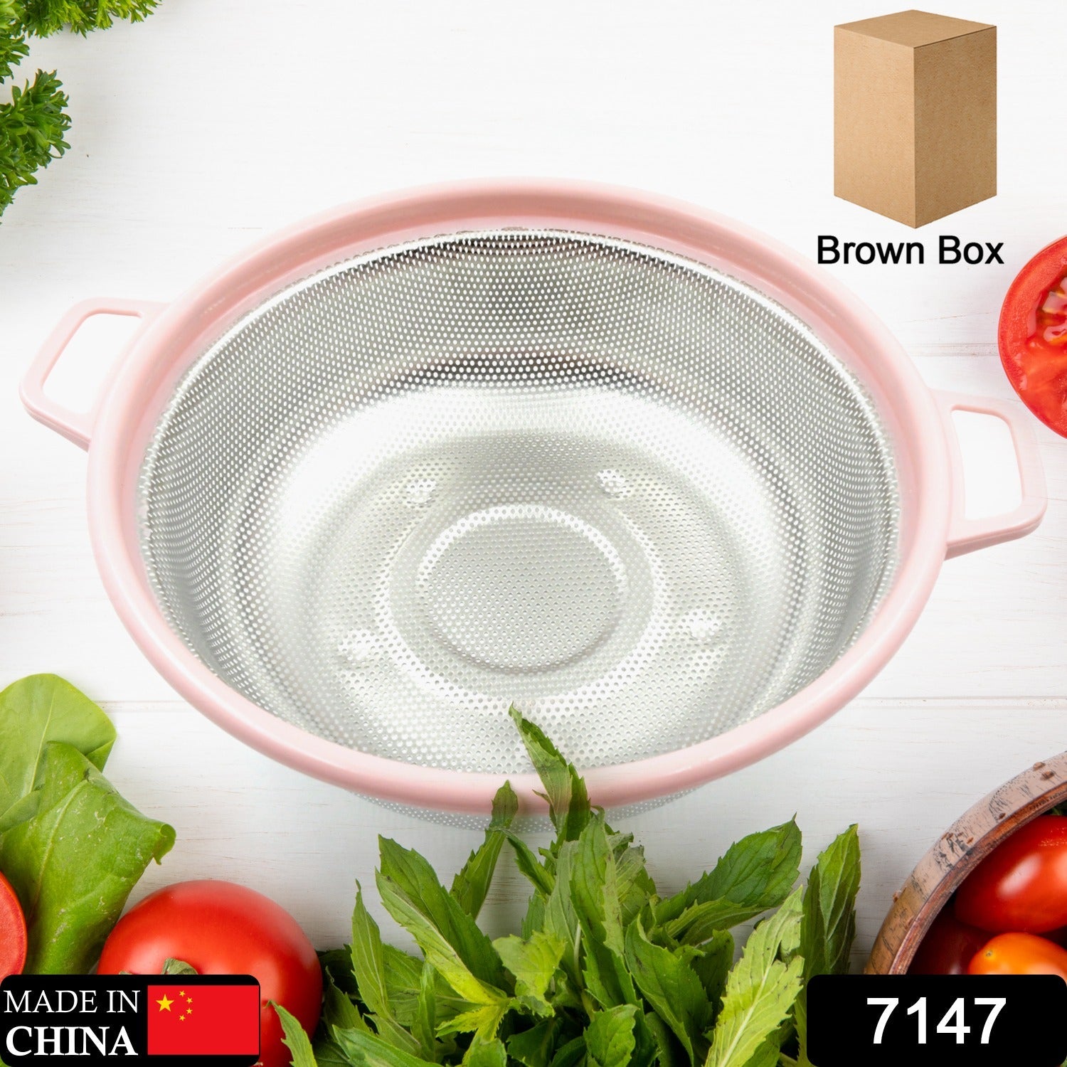 Stainless Steel Colander with Handle - Large Metal Mesh Basket Strainer (1 pc) - Bhavnagar Deodap