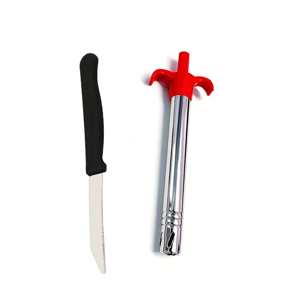 Stainless Steel Electronic Gas Lighter and Knife (2 in 1) - Bhavnagar Deodap
