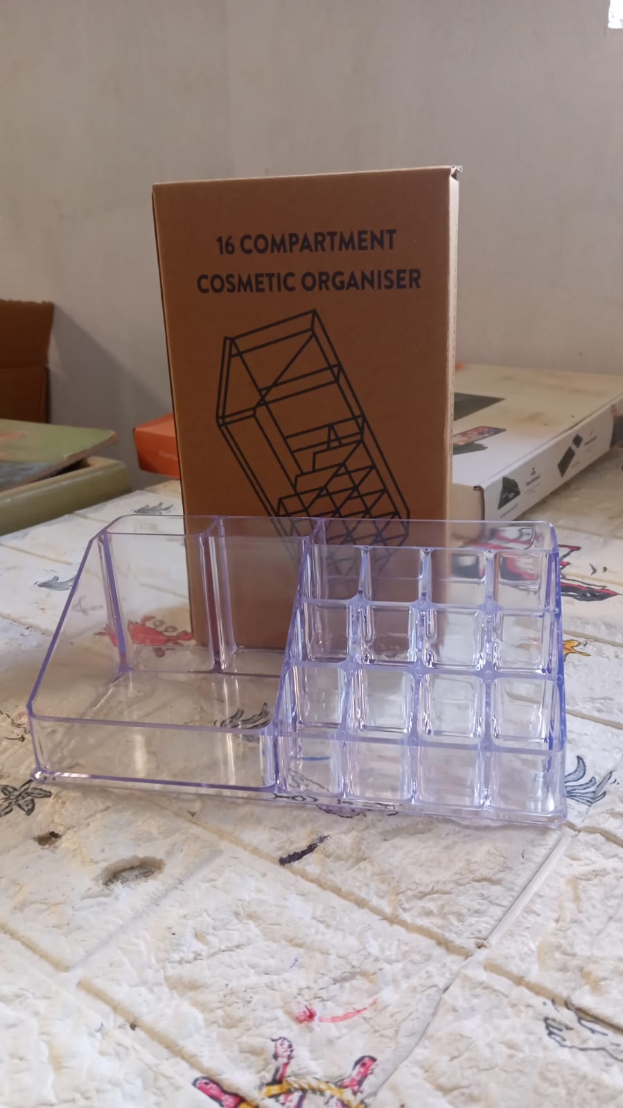 16 Compartment Cosmetic Makeup Jewellery Lipstick Storage Organiser Box, Cosmetic Storage Box Make-up Lipstick Organizer / Lipstick Holder Case  Transparent - Bhavnagar Deodap