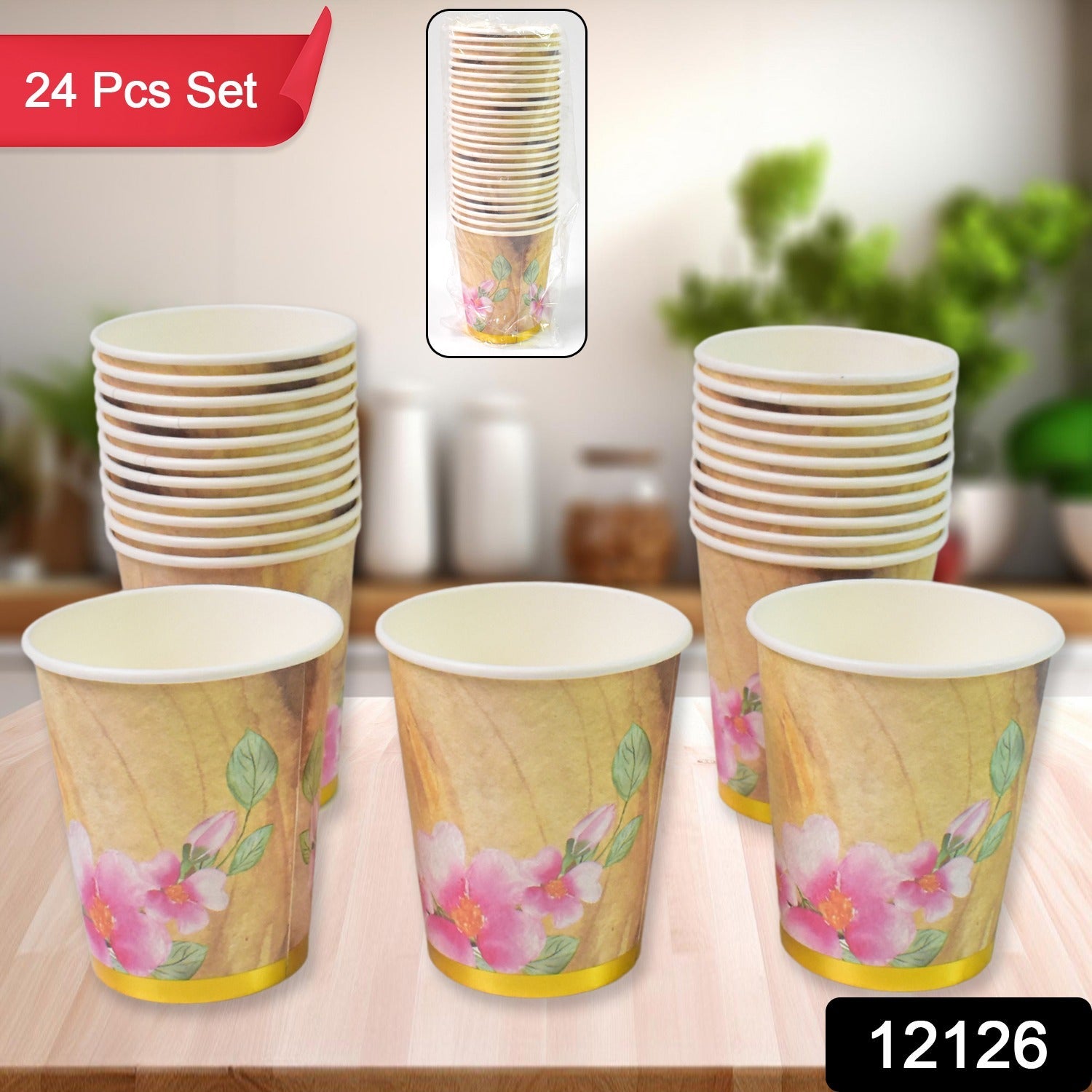 Disposable Paper Cups, Disposable Tea, Coffee Cups (24 Pcs Set / Mix Color & Design) - Bhavnagar Deodap
