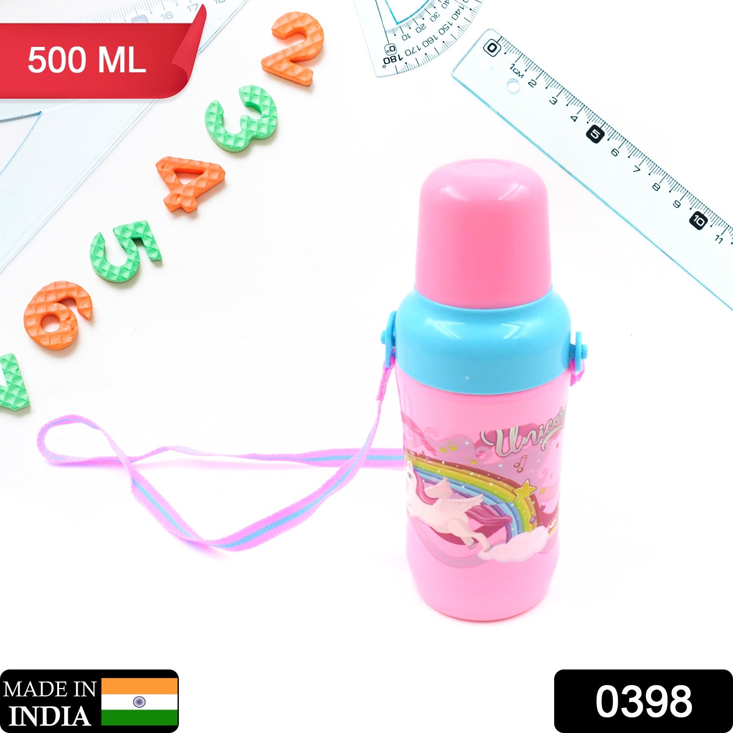 500ml Insulated Sports Water Bottle with Dori & Straw: Leakproof, BPA-Free, Kids - Bhavnagar Deodap