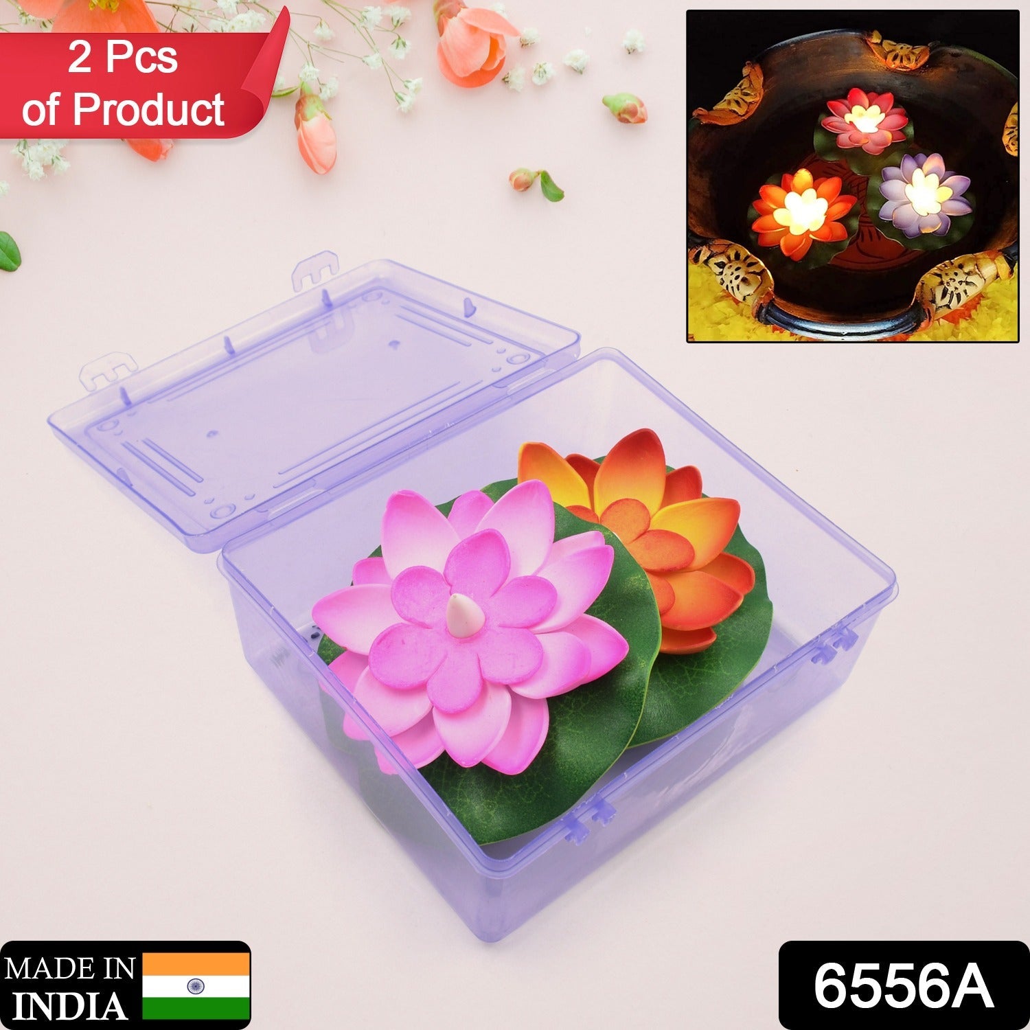 Smokeless LED Lotus Candles (2 Pc): Indoor/Outdoor Décor - Bhavnagar Deodap