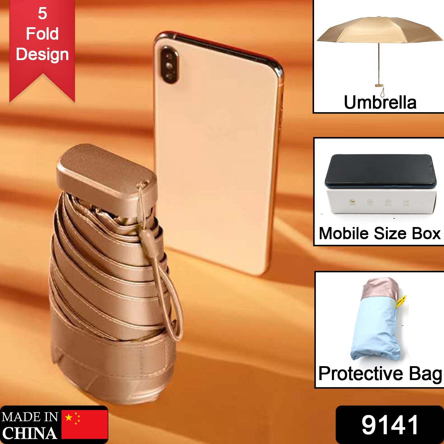 Travel Pocket Mini Umbrella, Protective Bag, Mobile Size Box of Umbrella, Automatic Sunny Rain Compact Umbrella, Sunscreen Quick-Drying Small Umbrella, Mini Compact Travel Folding Umbrellas - Bhavnagar Deodap