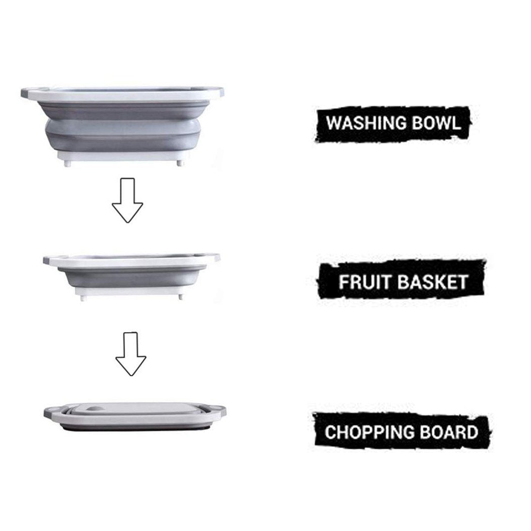 Foldable Chopping Board, Dish Rack, Washing Bowl & Draining Basket, 3in1 Multi-Function - Bhavnagar Deodap