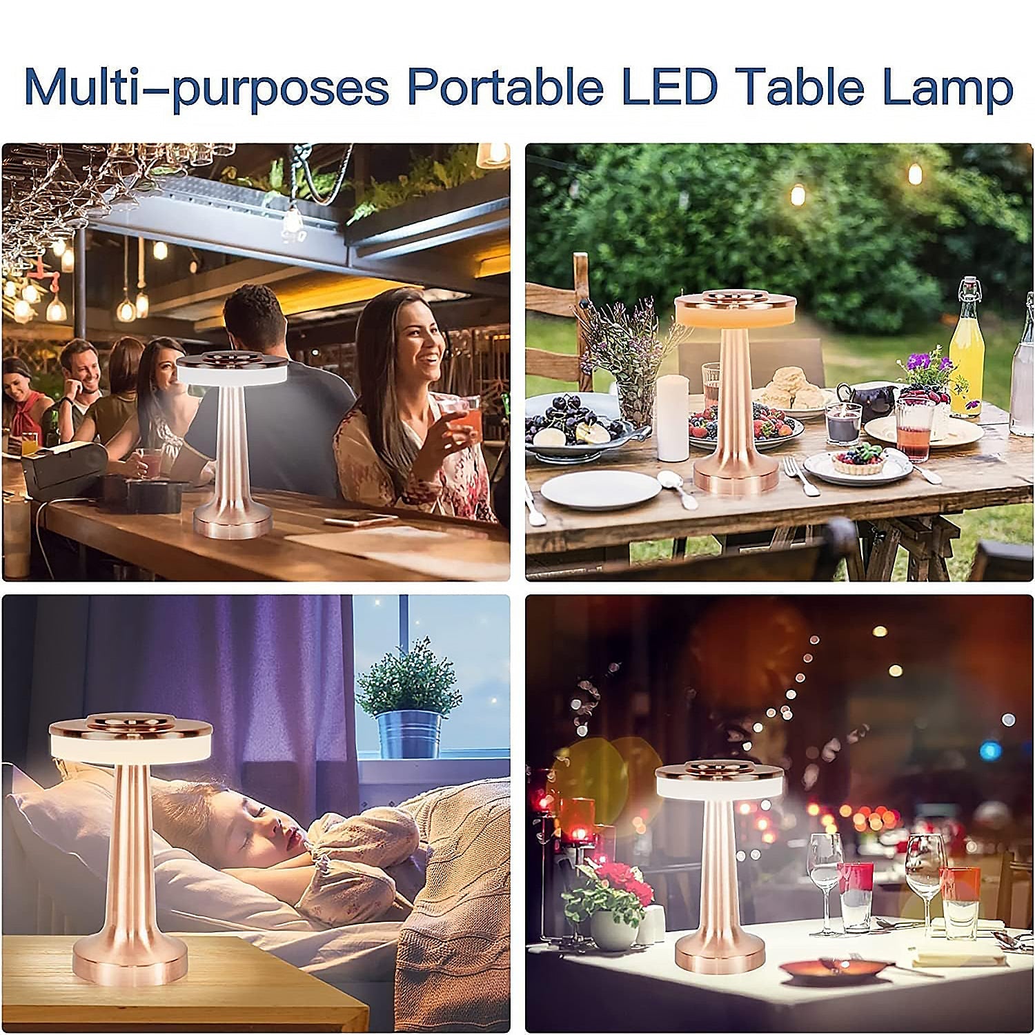 Decorative Desk Lamp, Portable Metal LED Table Lamp, USB Rechargeable, 3 Color, 3 Levels Brightness, Dimmable Eye Protection Modern Lamp for Home Decor Party Kids Room Bedroom (1 Pc) - Bhavnagar Deodap