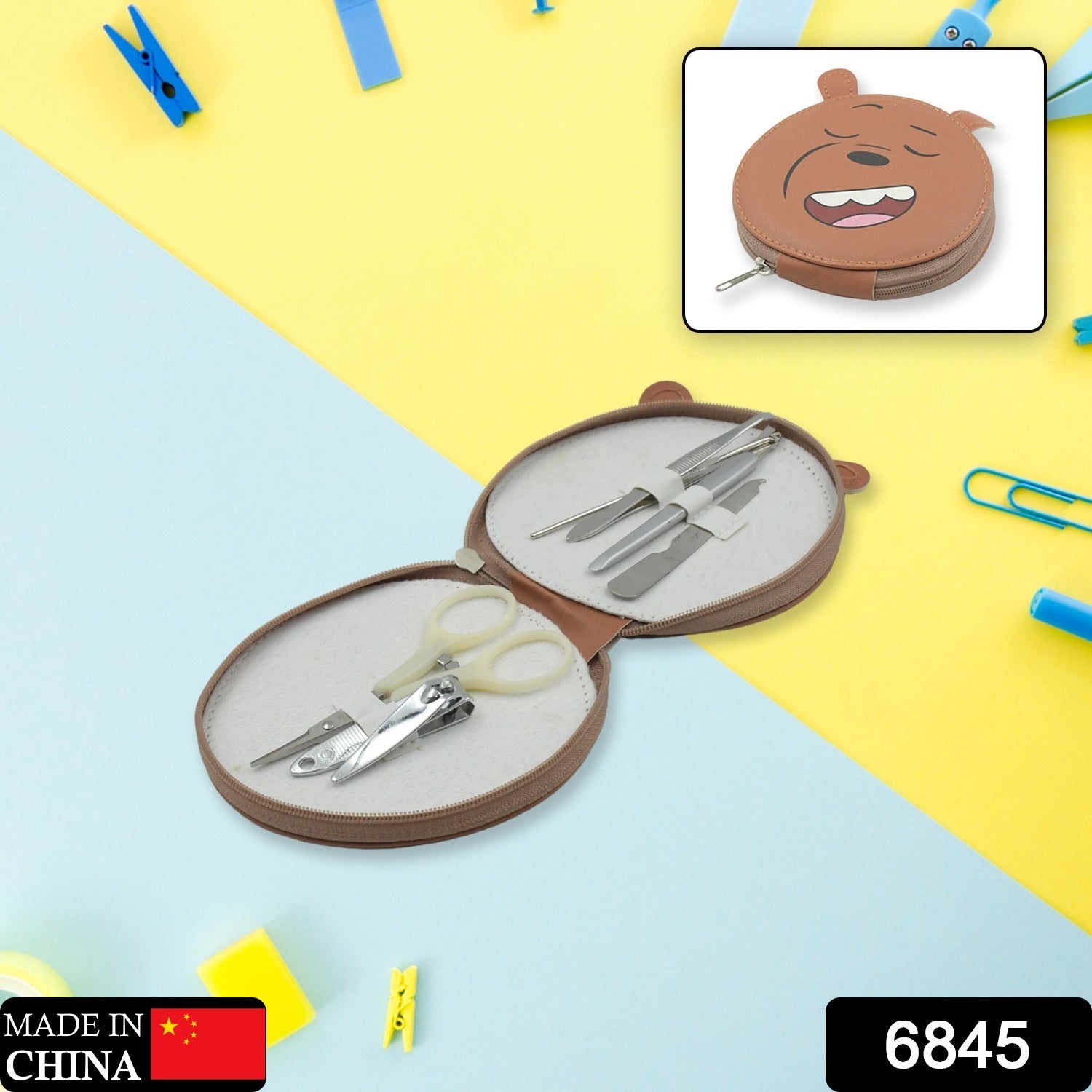 6in1 Nail Clipper Kit Fingernail Clipper, Manicure Set, Stainless Steel Nail Cutter Set ,Manicure Tool, Nail Clippers Care Tools with Lightweight and Beautiful Travel Case (6 Pc Set) - Bhavnagar Deodap