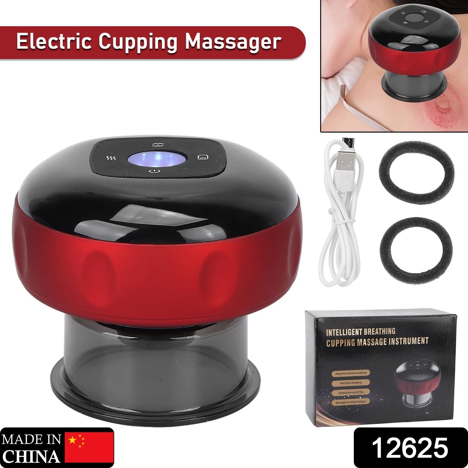 Electric Intelligent Breathing Cupping Massage Instrument The Smart Cupping Therapy Set's Massager for Muscle and Joint Pain Cellulite Massage Back Pain Relief for Back Shoulder Leg (1 Pc) - Bhavnagar Deodap