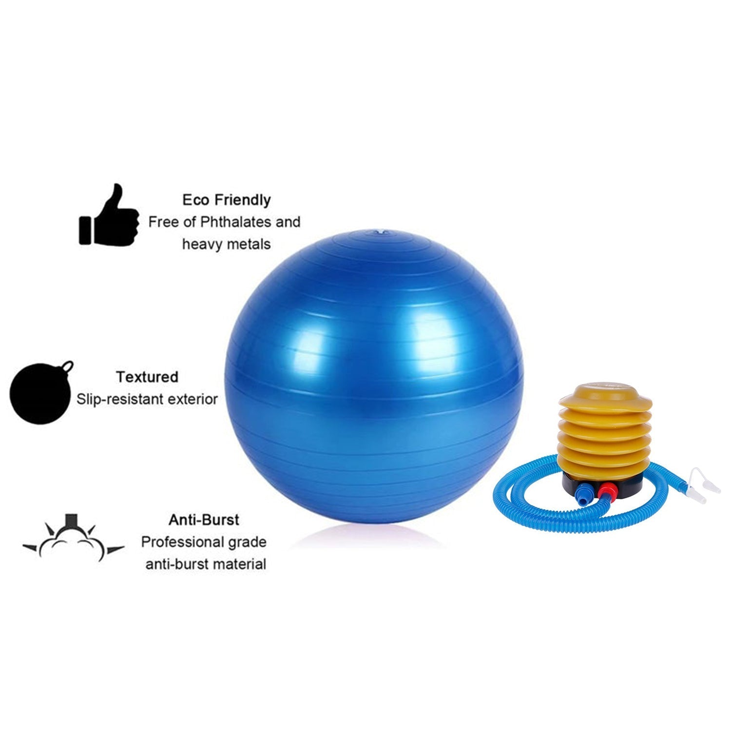 Heavy Duty Gym Ball Non-Slip Stability Ball with Foot Pump for Total Body Fitness - Bhavnagar Deodap