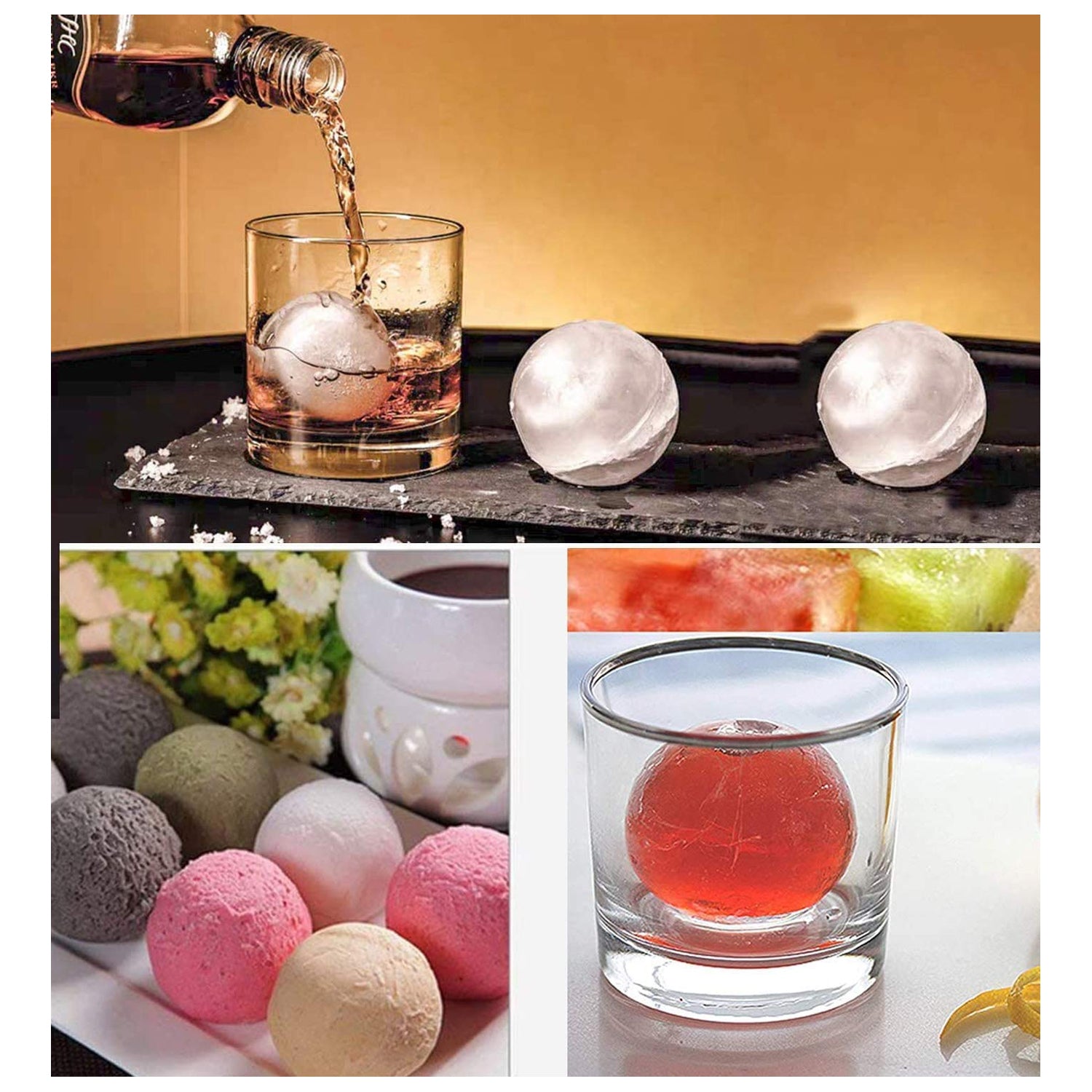 Ice Trays for Freezer Whiskey Ice Cube Plastic Ball Maker Mold Sphere Mould 4 Holes New Ice Balls Party Brick Round Tray Bar Tool ice for Whiskey - Bhavnagar Deodap
