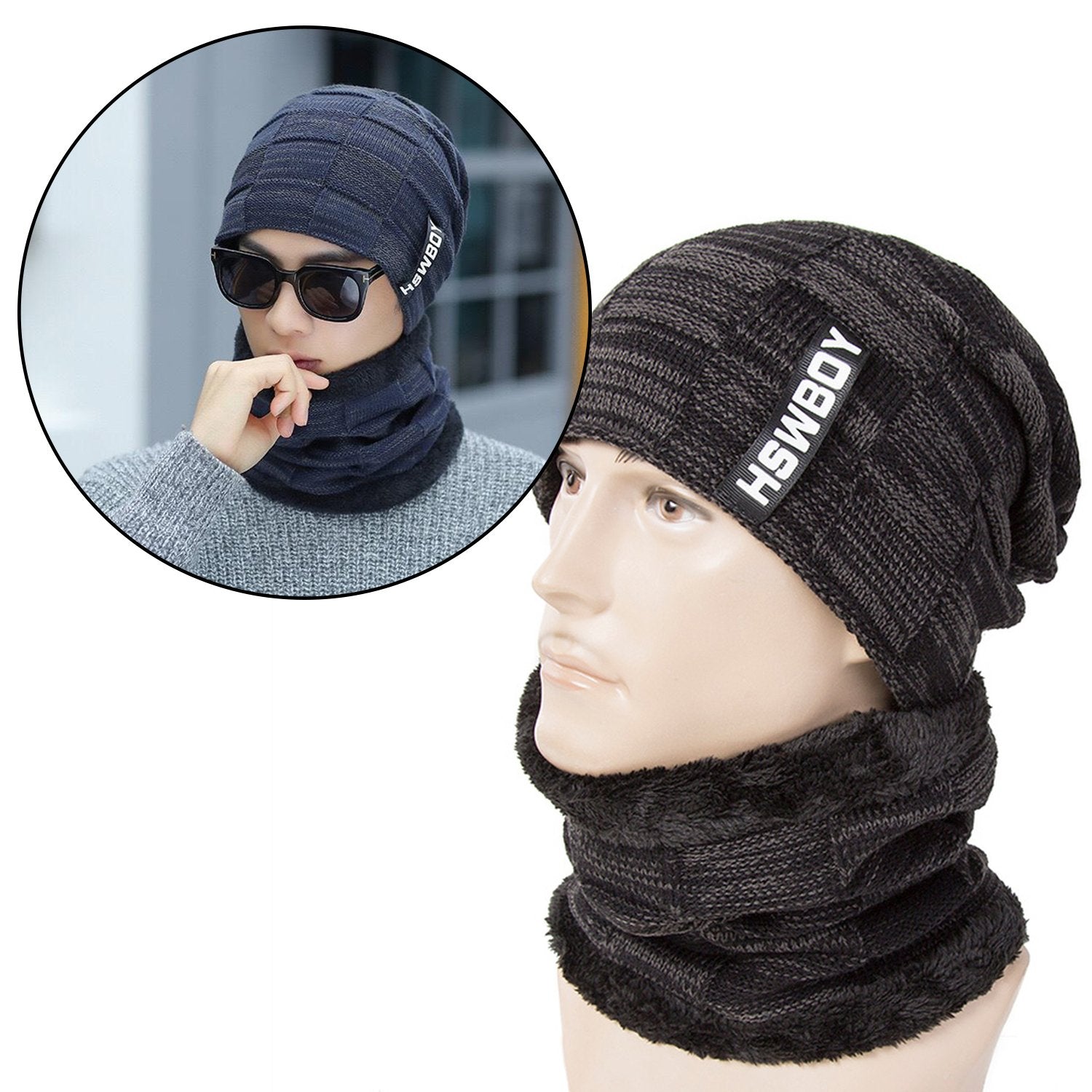 Ultra Soft Unisex Woollen Beanie Cap Plus Muffler Scarf - Bhavnagar Deodap
