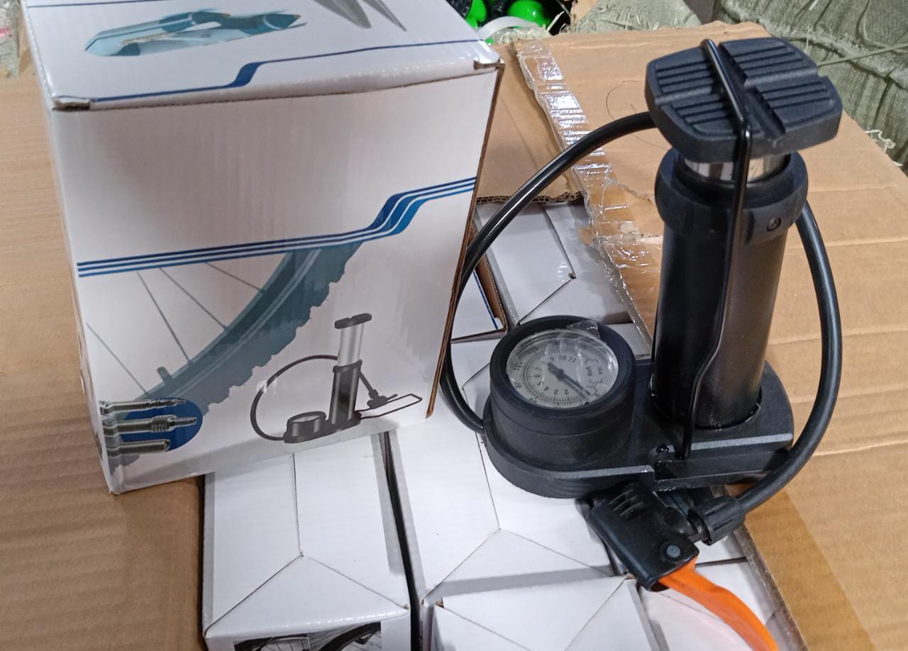 Portable High Pressure Foot Air Pump Heavy Compressor Cylinder with Pressure Gauge Floor Pump for Motorbike, for Cars, Bicycle, Football, Cycle Pump - Bhavnagar Deodap