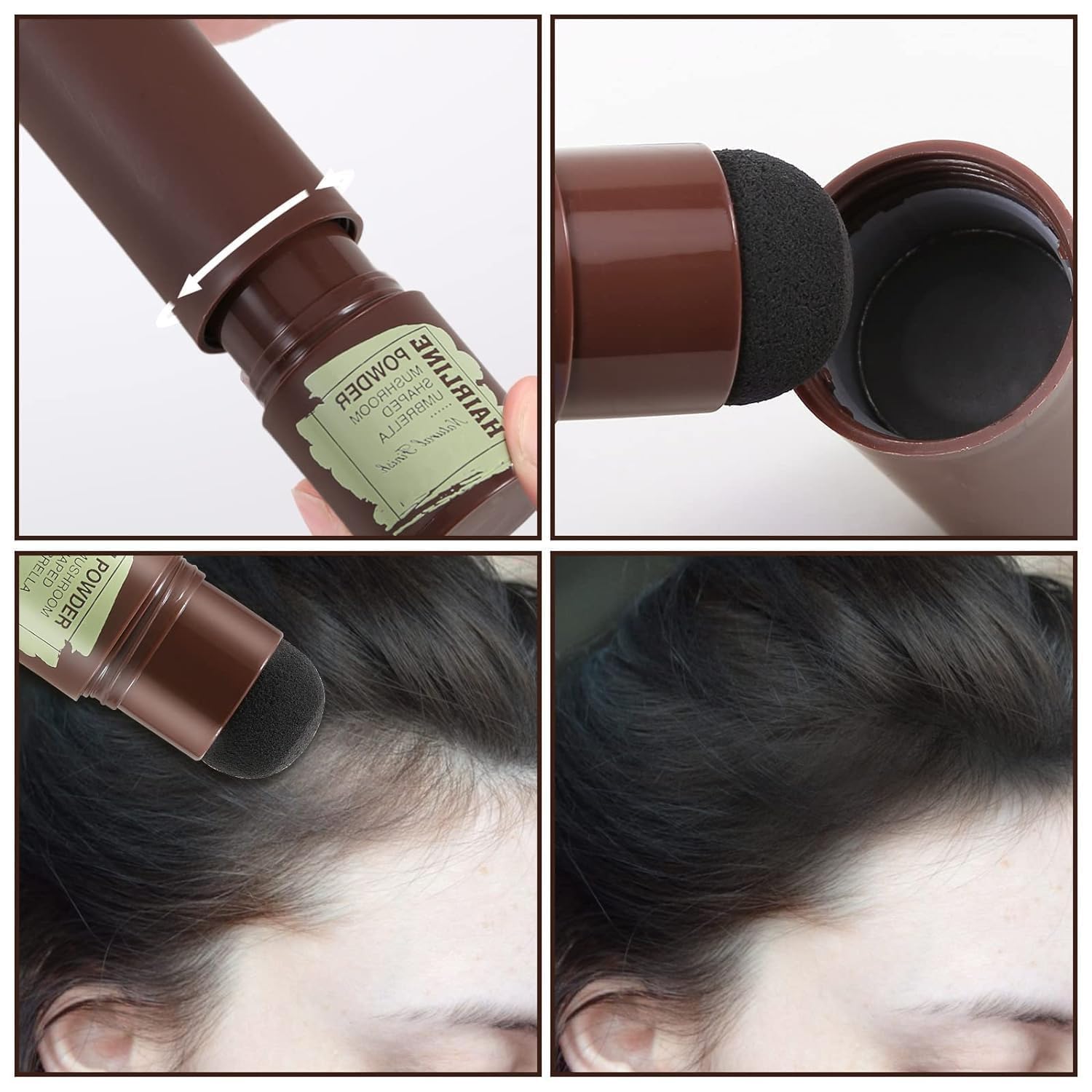 Hairline Powder Stick,Hair Shadow Powder Root Touch Up Powder, Waterproof Hair Shading Sponge Pen Hair Filler Powder For Cover Gray Hair Root, Hair Touch-Up, Thin Hair (BLACK)(brown)(4 gram) - Bhavnagar Deodap