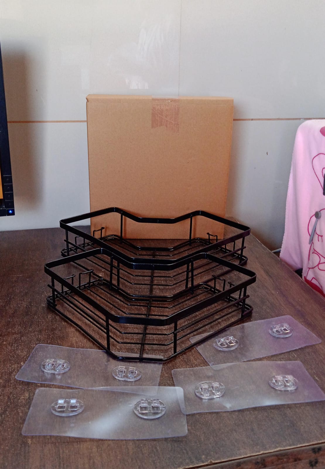 Iron Coating Self-Adhesive Corner Shelf Organizer (2 Pc) - Bhavnagar Deodap