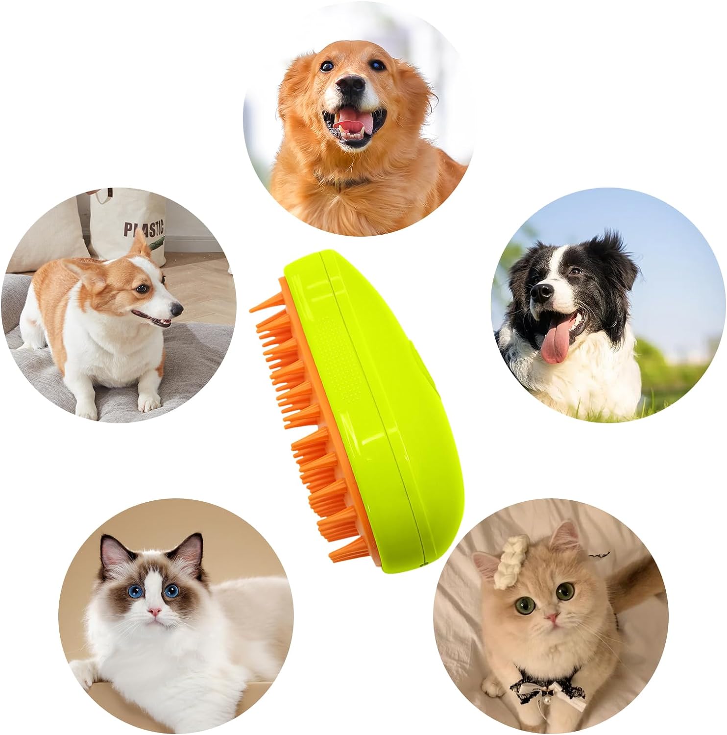 3 In1 Cat Steamy Brush, Self Cleaning Steam Cat Brush Cat Steamer Brush for Massage Cat Grooming Brush Pet Hair Removal Comb for Cat and Dog, for Removing Tangled and Loose Hair - Bhavnagar Deodap