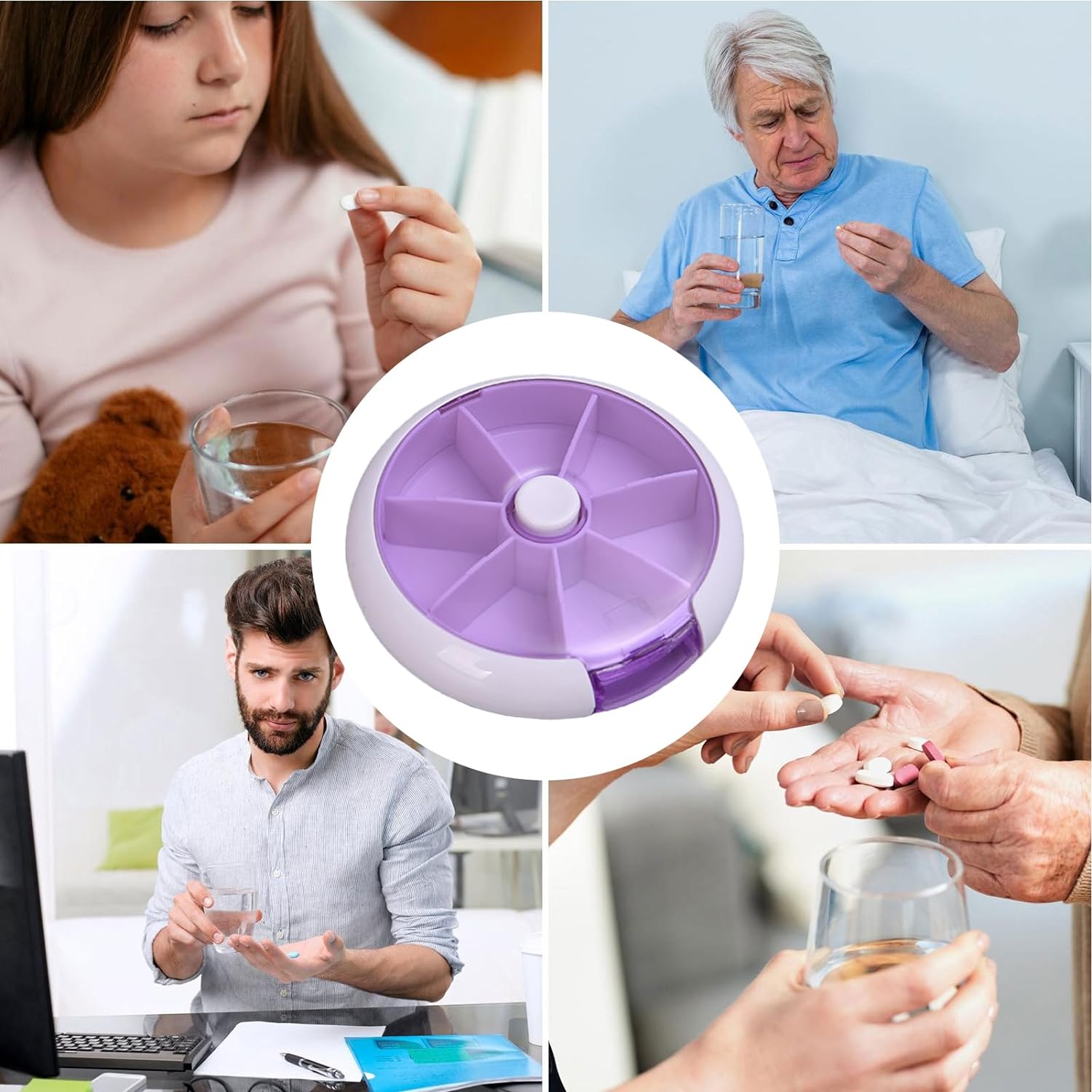 Pill Box Medicine Dispenser 7-Day Week Weekly Whee Cute Portable fruit style 7 grid seal rotation Pill Organizer Medicine Box (1 Pc) - Bhavnagar Deodap