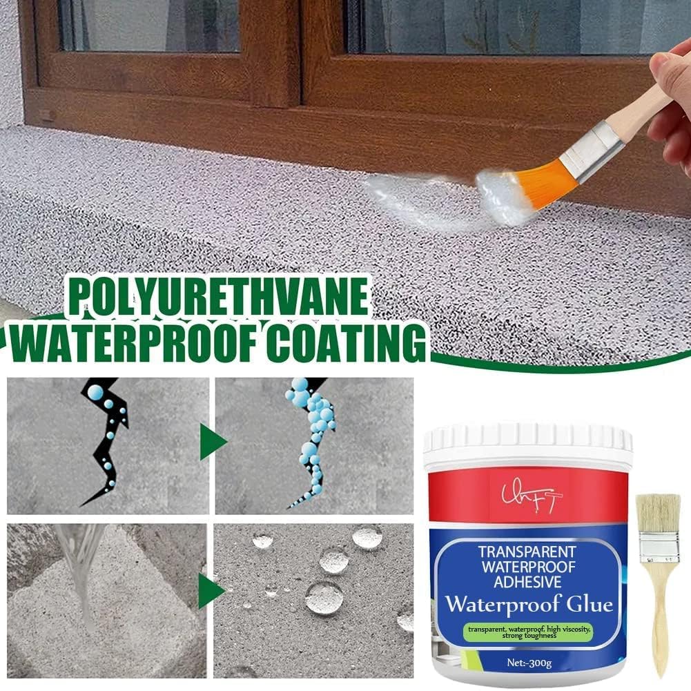 Transparent Waterproof Glue 300g with Brush, Leakage Protection Outdoor Bathroom Wall Tile Window Roof, Anti-Leakage Agent, sealant glue, Roof Sealant Waterproof Gel