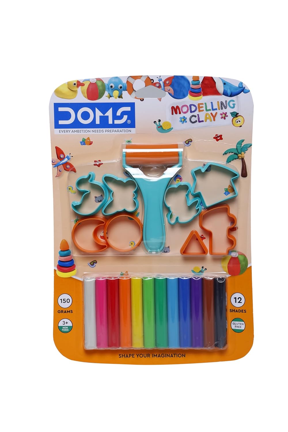 DOMS Modelling Clay 12 Shades New, MulticoloR