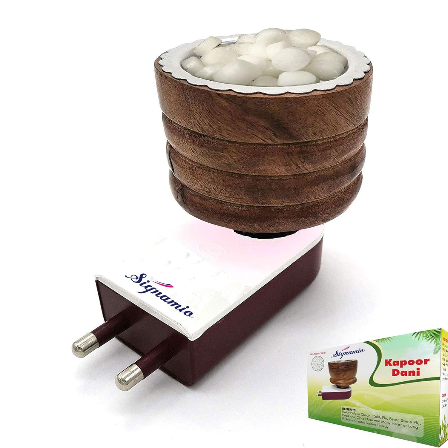 Wooden Kapoor Kapur Dani Camphor Karpuram Aroma Oil Diffuser Incense Burner Electrical Stand Machine Holder for Home,Office - Bhavnagar Deodap