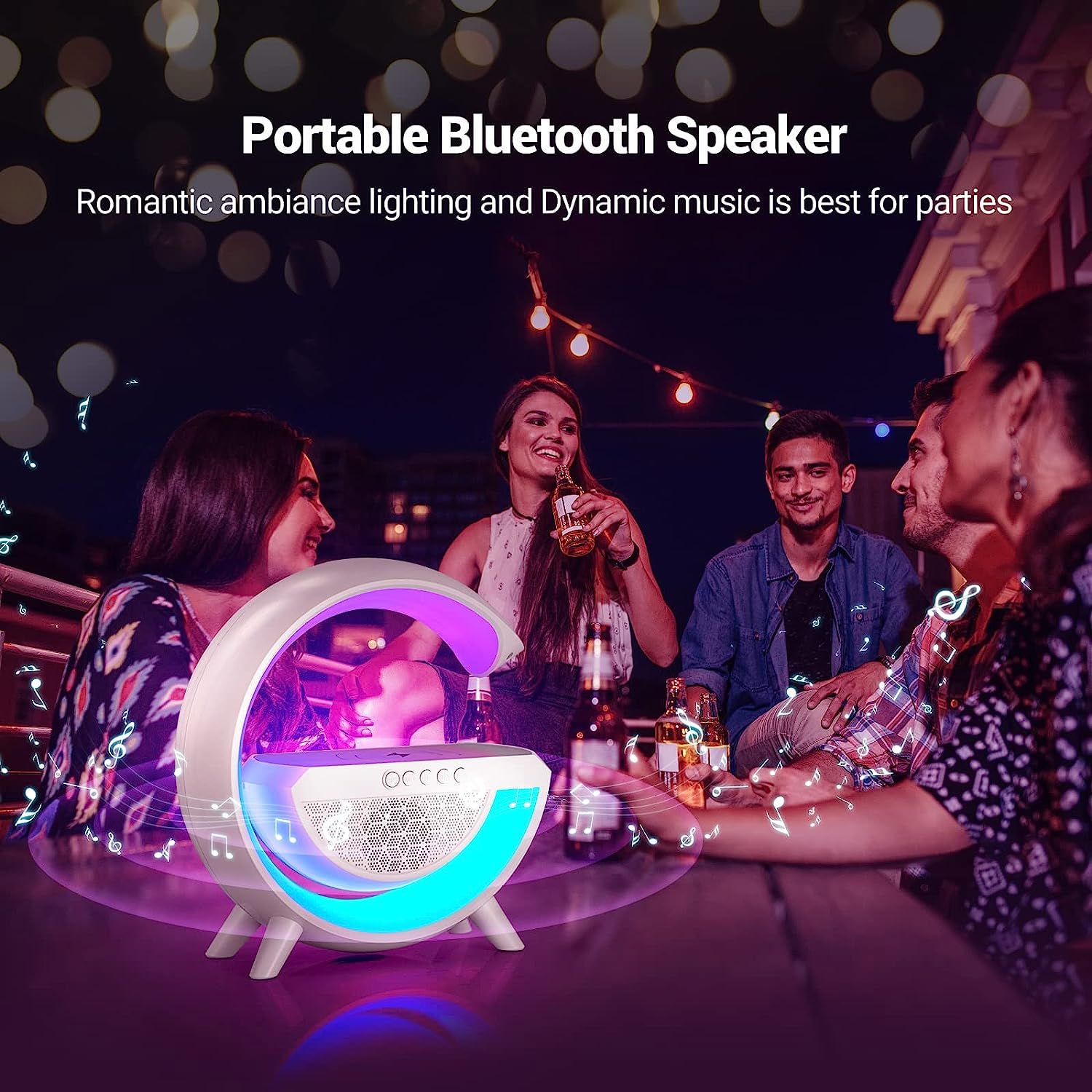 3-in-1 Multi-Function LED Night Lamp with Bluetooth Speaker, Wireless Charging, for Bedroom for Music, Party and Mood Lighting - Perfect Gift for All Occasions blootuth speaker (Media Player) - Bhavnagar Deodap