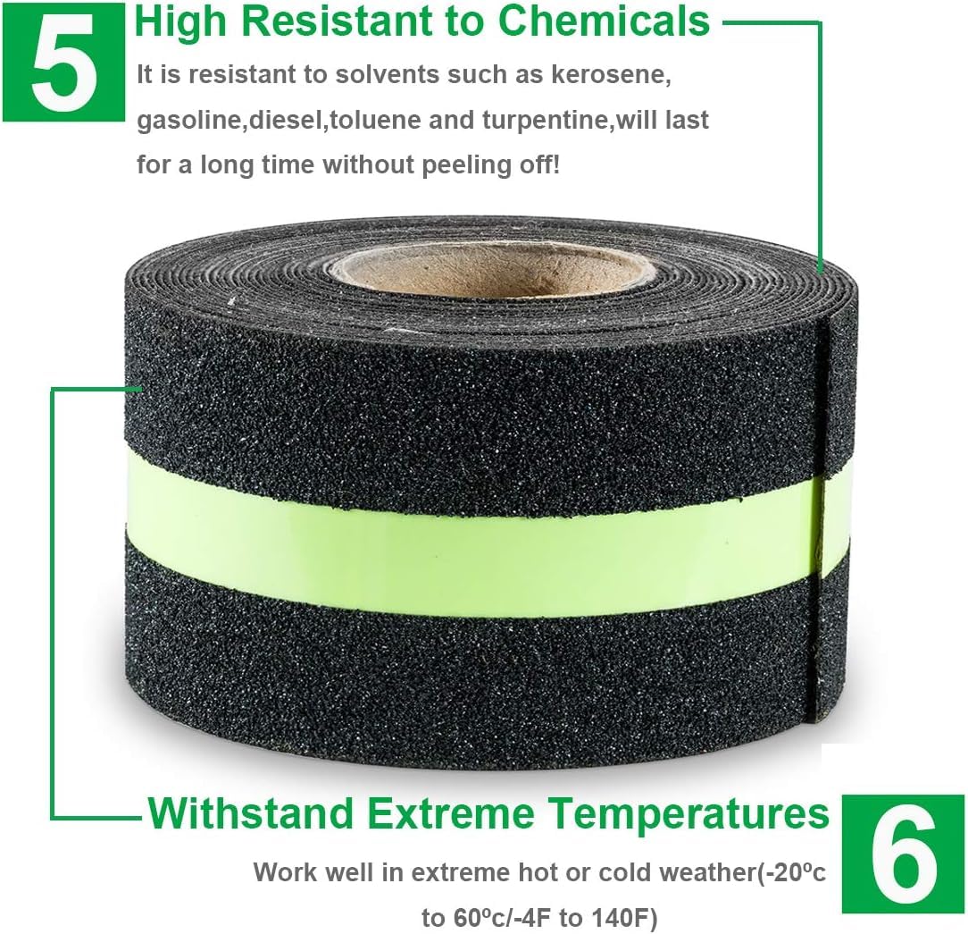 Anti Slip Grip Tape, Non-slip Traction Tapes with Glow in the Dark Reduce the Risk of Slipping for Indoor or Outdoor Stair Tread Step and Other Slippery Surfaces - Keeps You Safe, 2 Inch x 10Feet