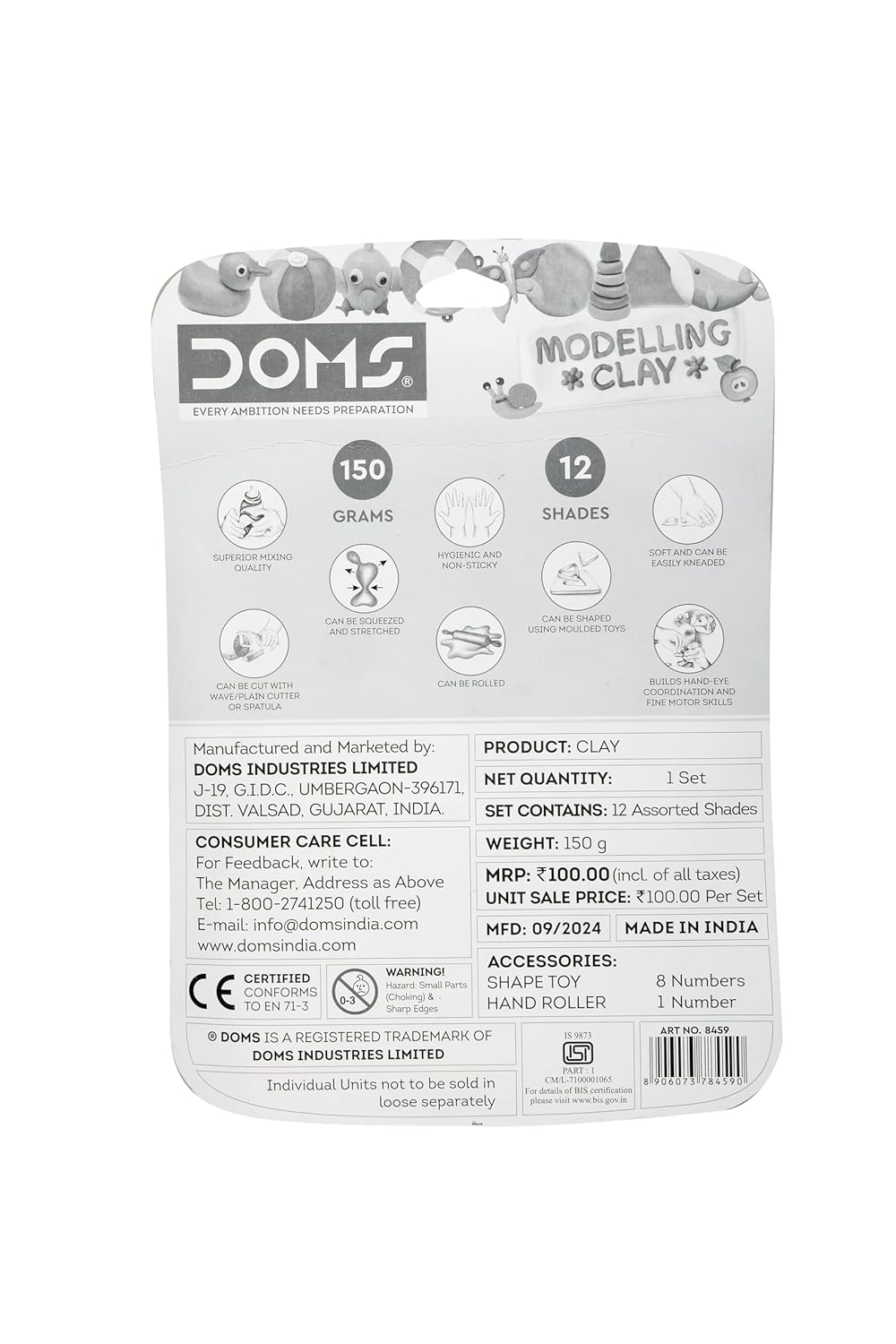 DOMS Modelling Clay 12 Shades New, MulticoloR