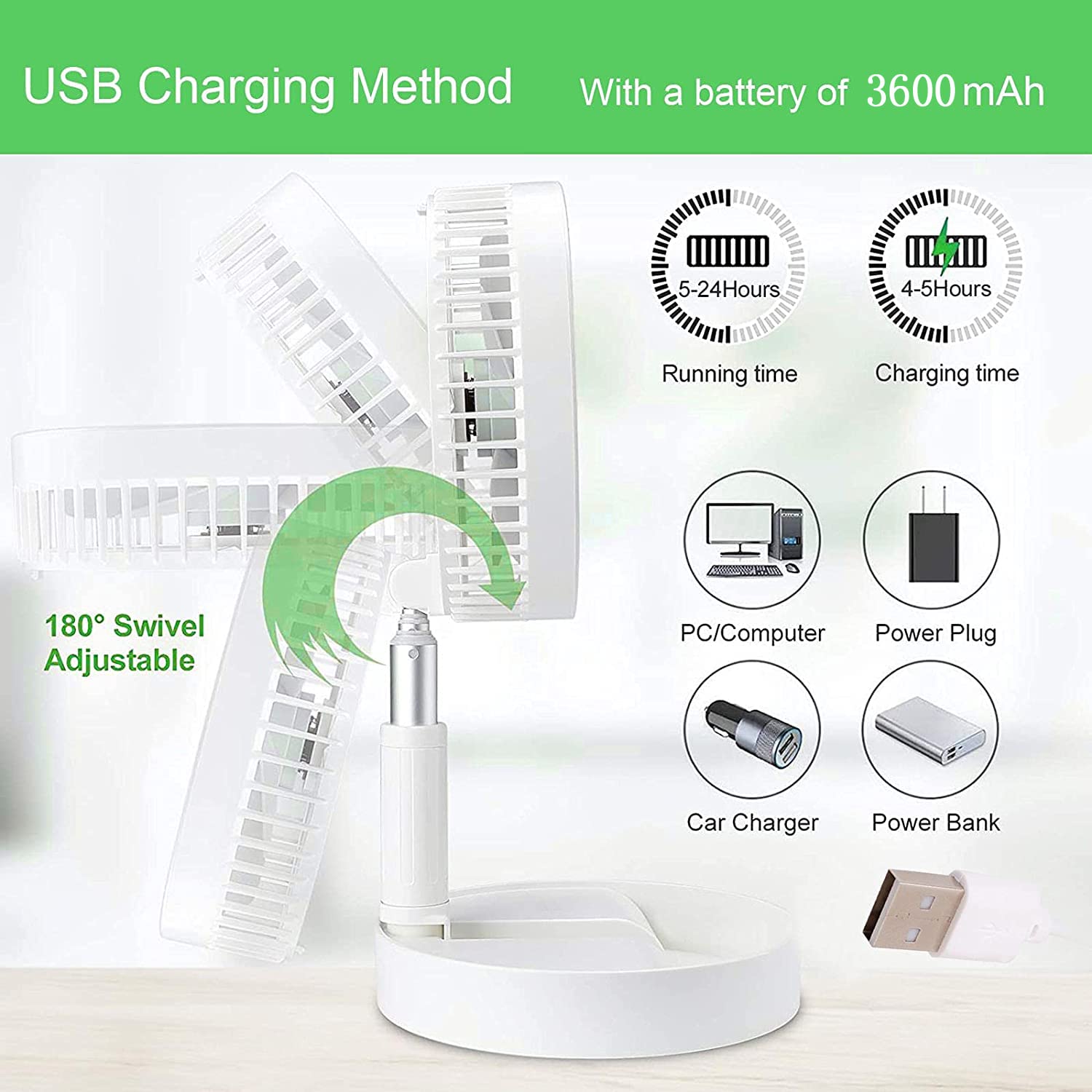 SILENT TABLE TOP PERSONAL FAN FOR BEDSIDE, OFFICE TABLE