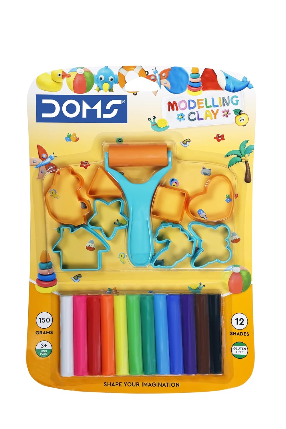 DOMS Modelling Clay 12 Shades New, MulticoloR